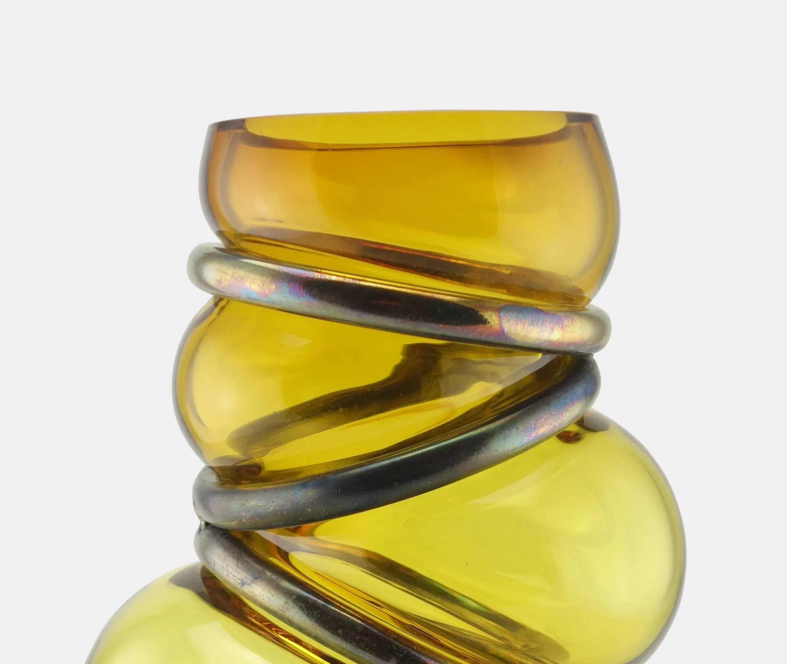 Chain Ring Vase - Yellow, Glass