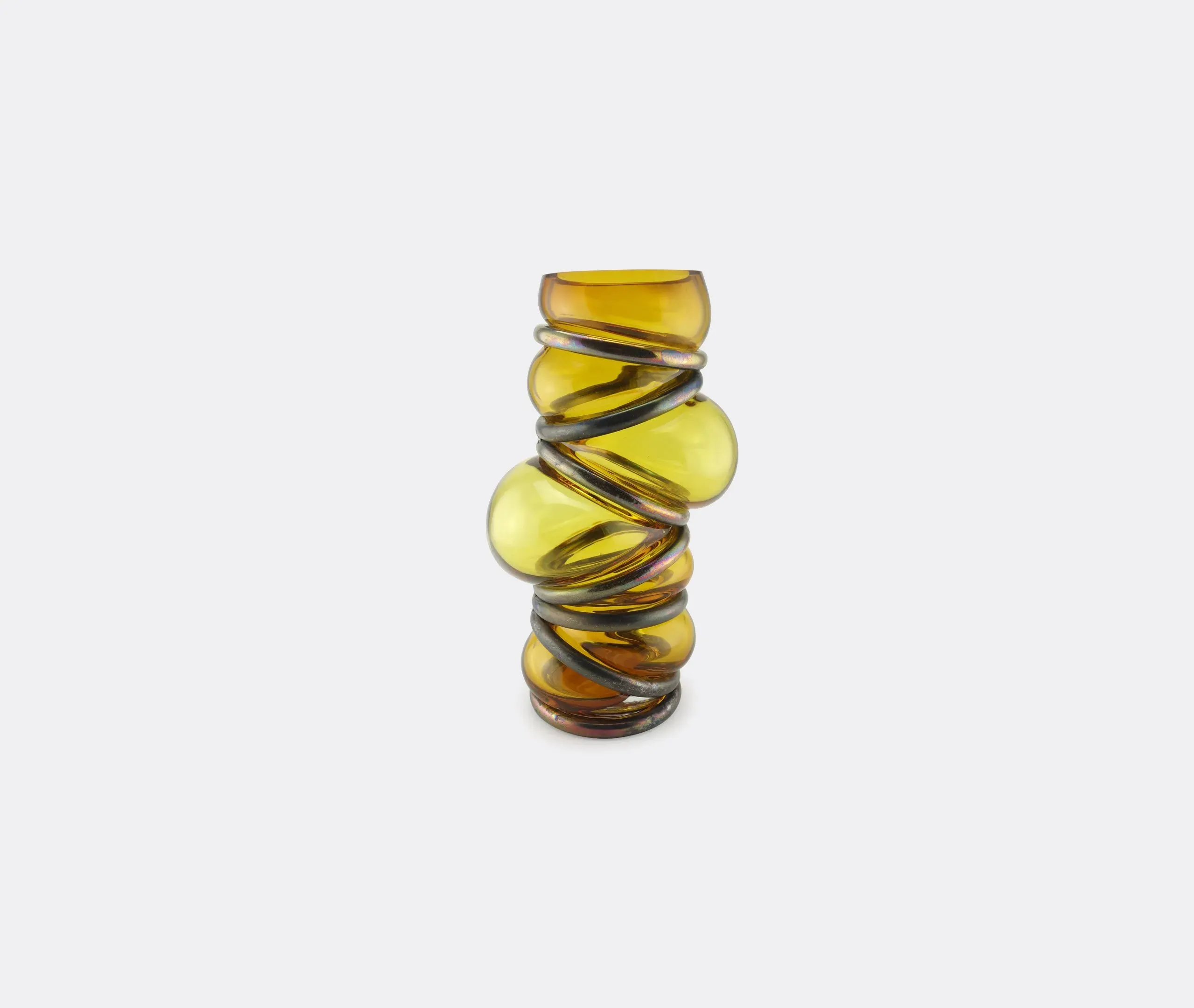 Chain Ring Vase - Yellow, Glass