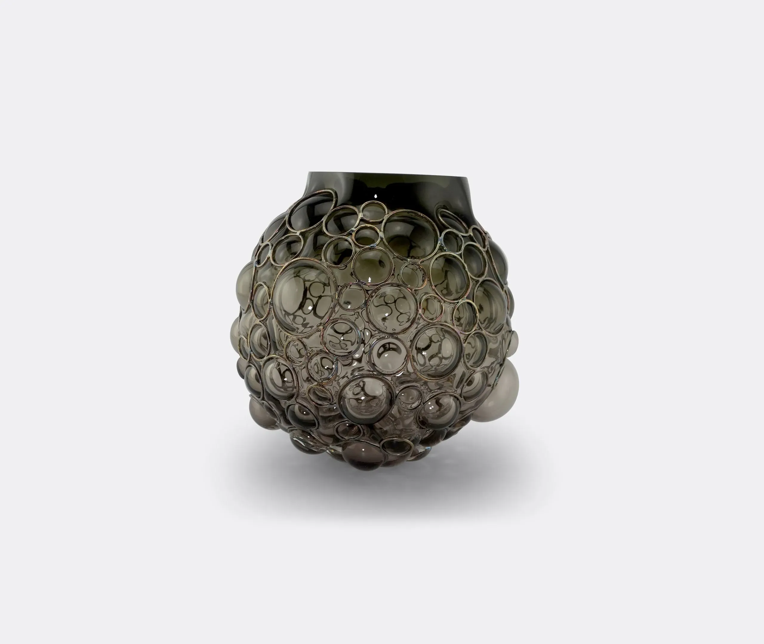 Champagne Ball Vase with Steel Frame - Smoke