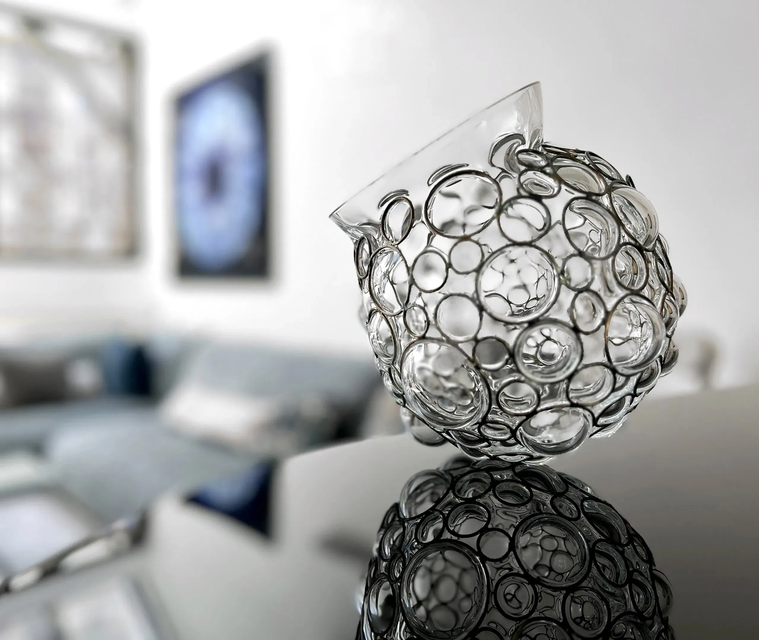 Champagne Ball Vase with Steel Frame - Transparent
