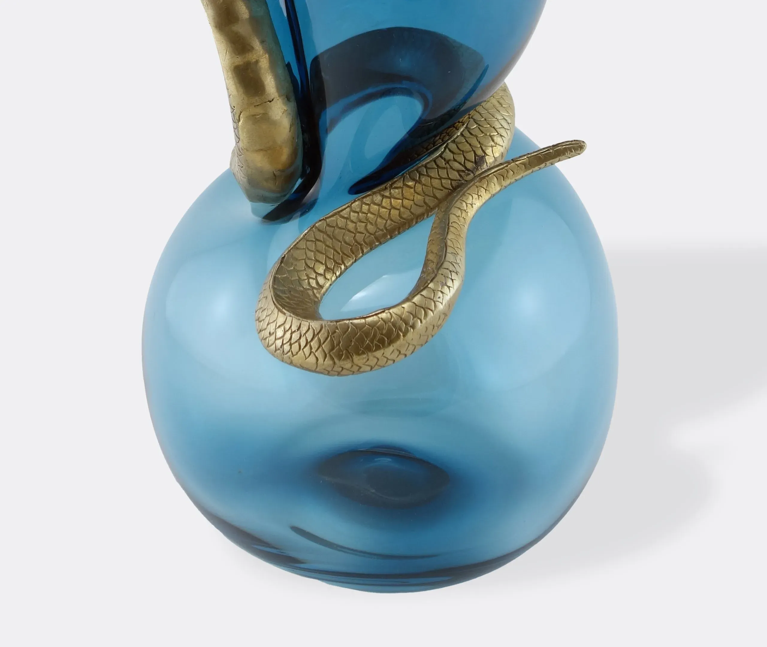 Cobra Vase with Bronze Detail - Blue, Glass