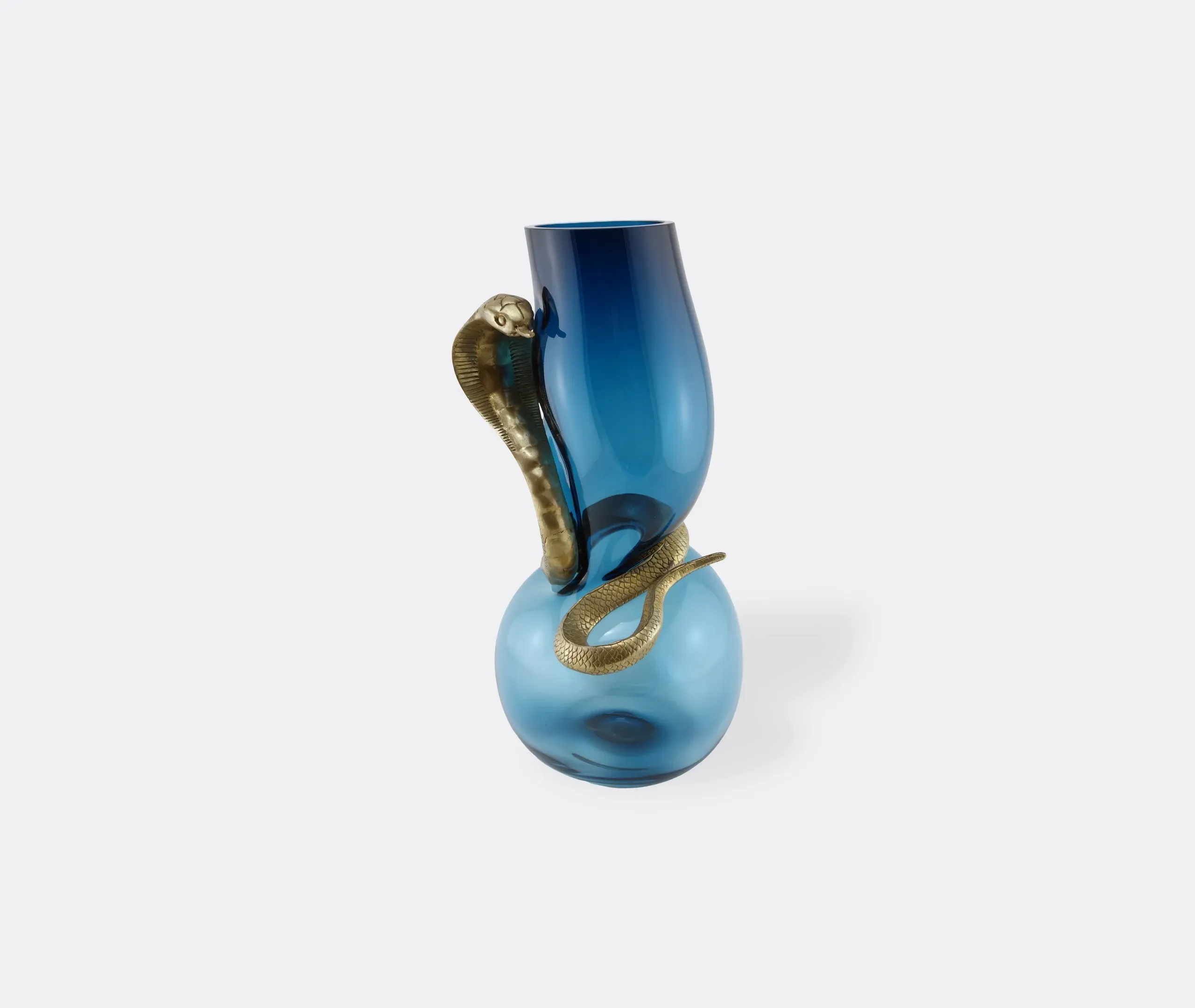 Cobra Vase with Bronze Detail - Blue, Glass image