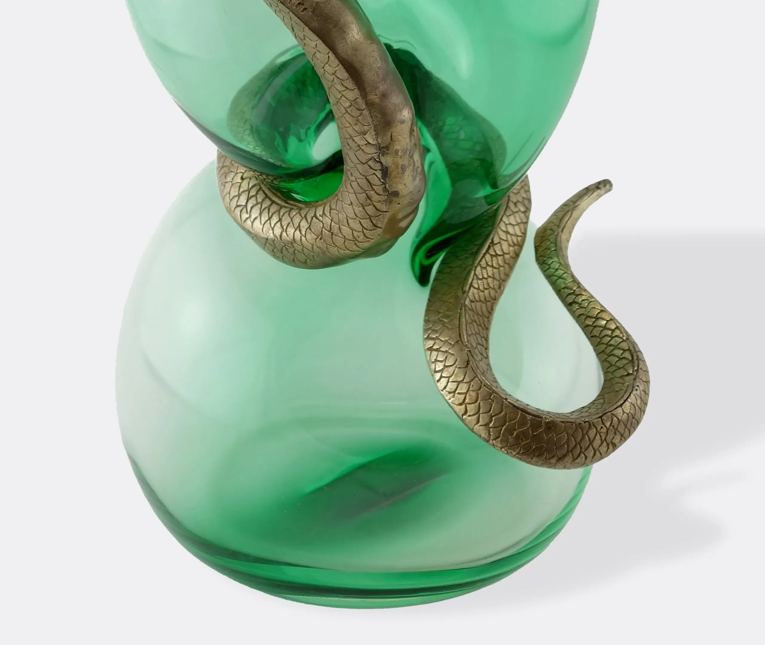 Cobra Vase with Bronze Detail - Green, Glass
