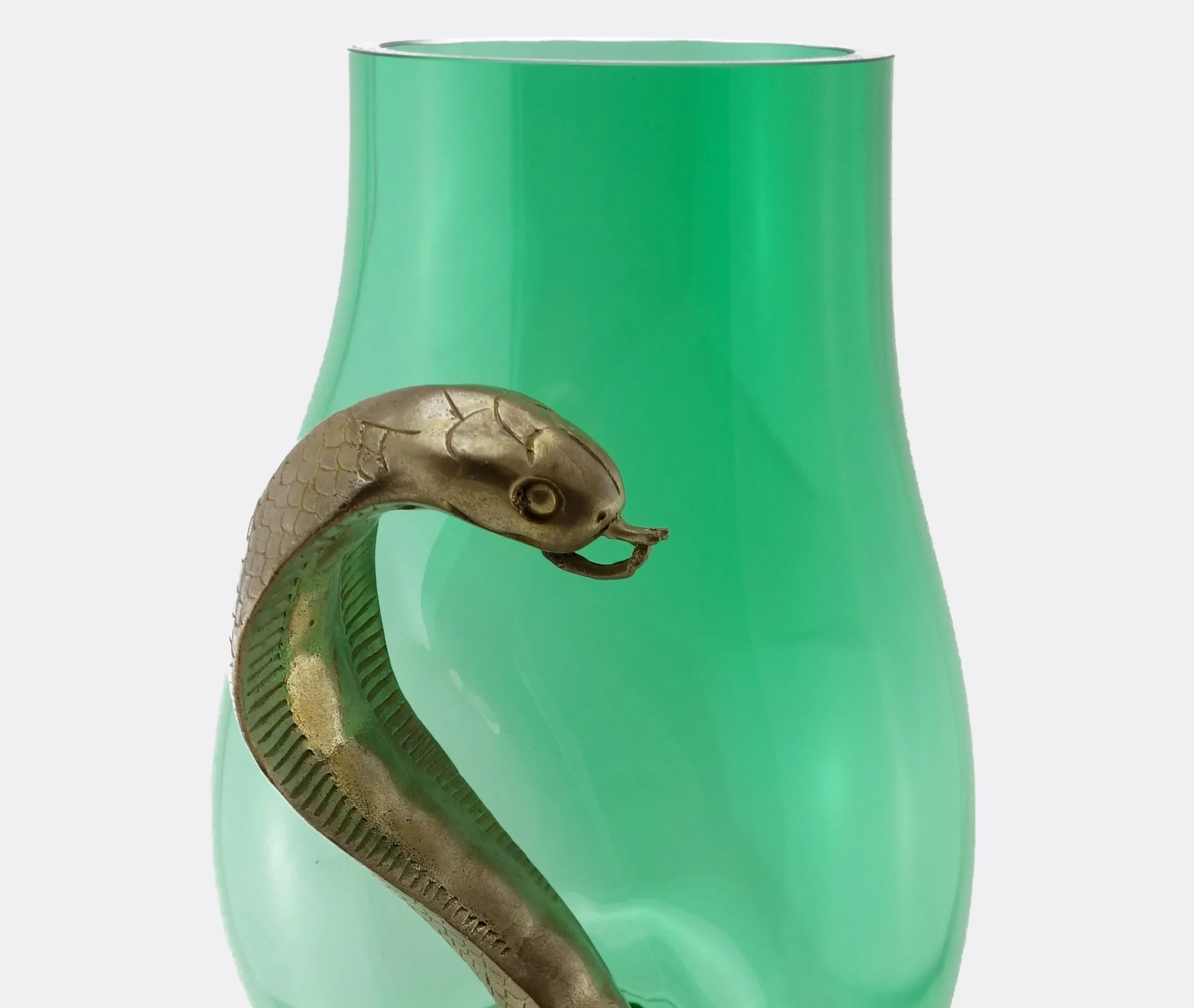 Cobra Vase with Bronze Detail - Green, Glass