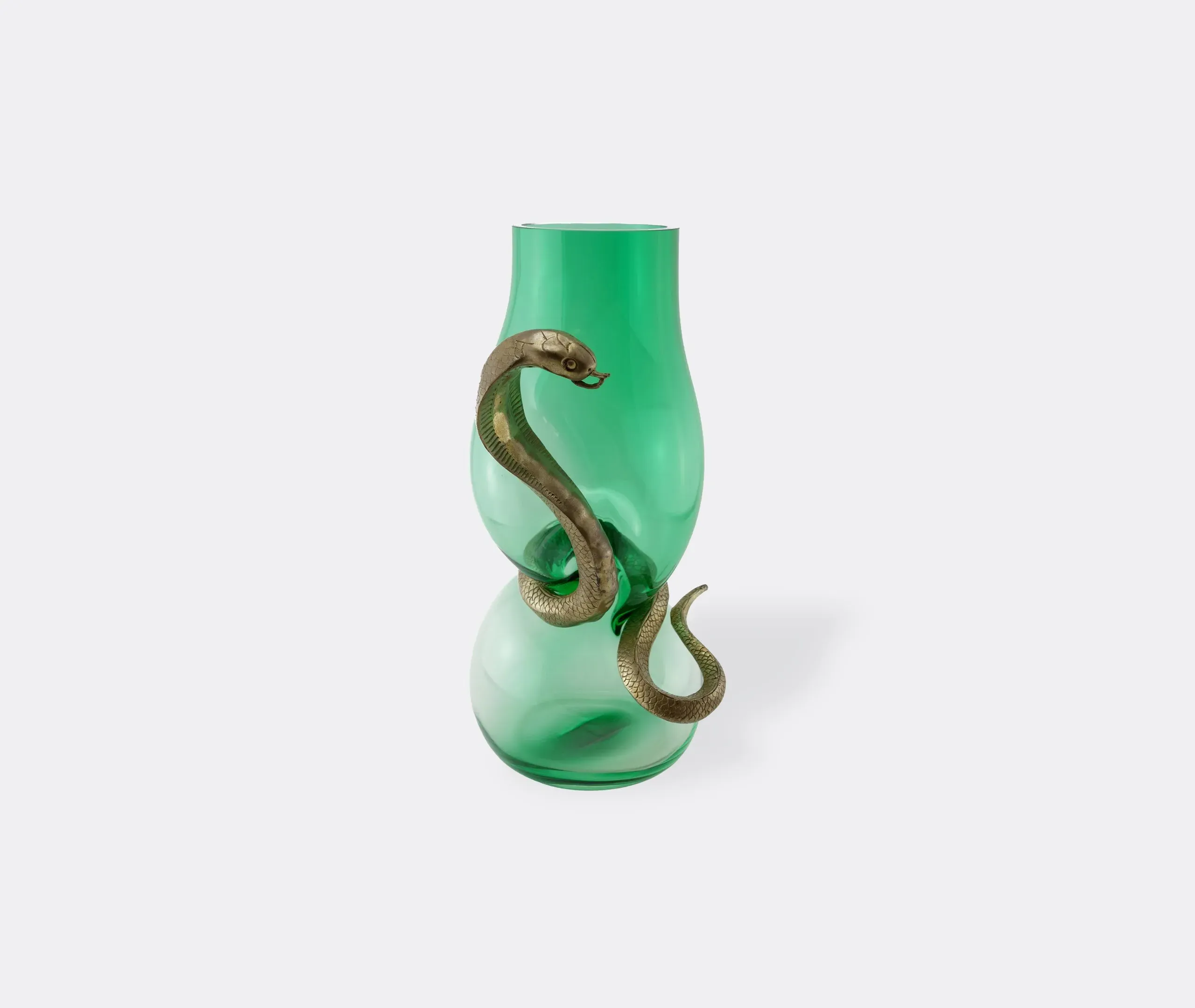 Cobra Vase with Bronze Detail - Green, Glass