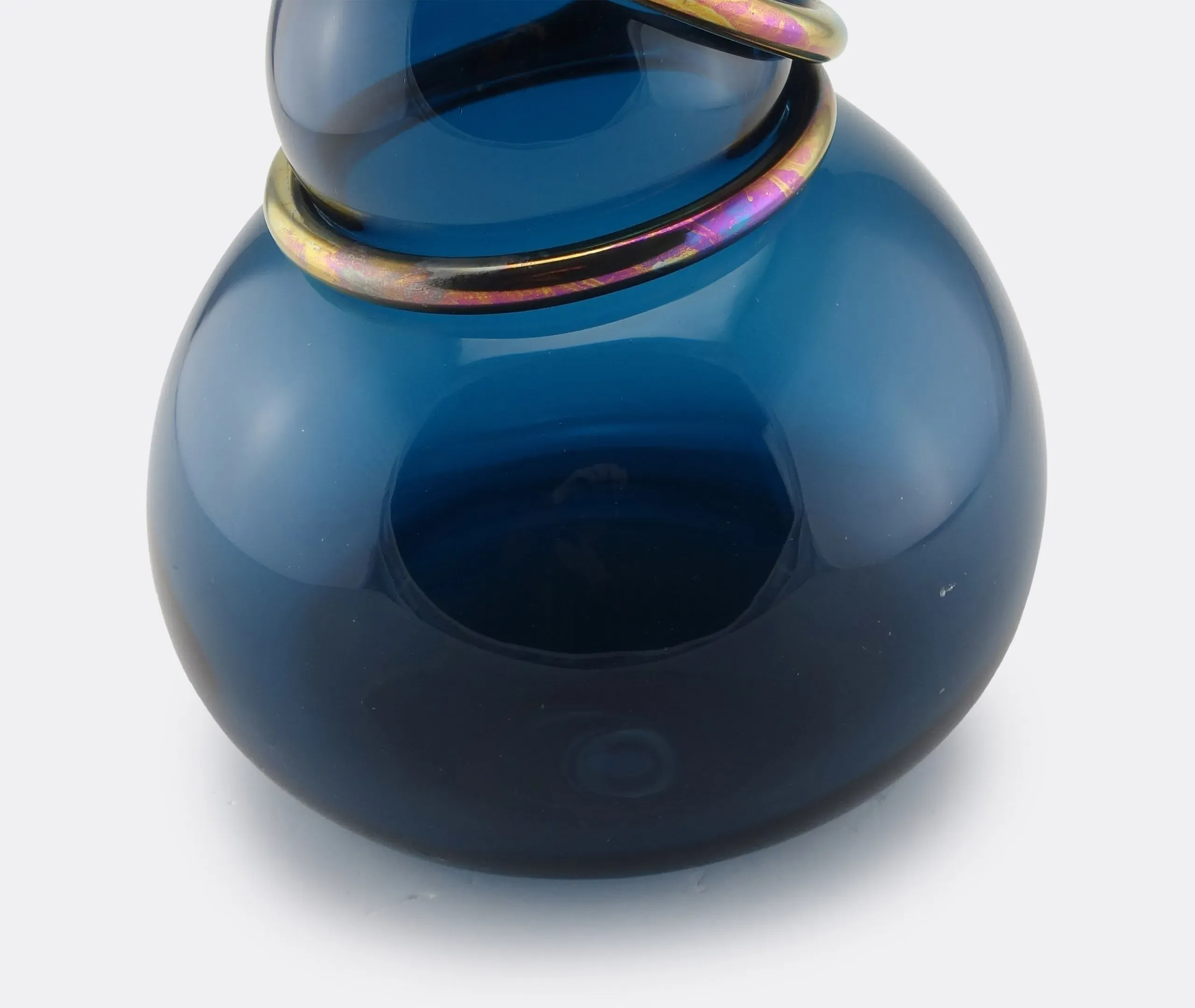 Double Ring Vase - Dark Blue, Glass