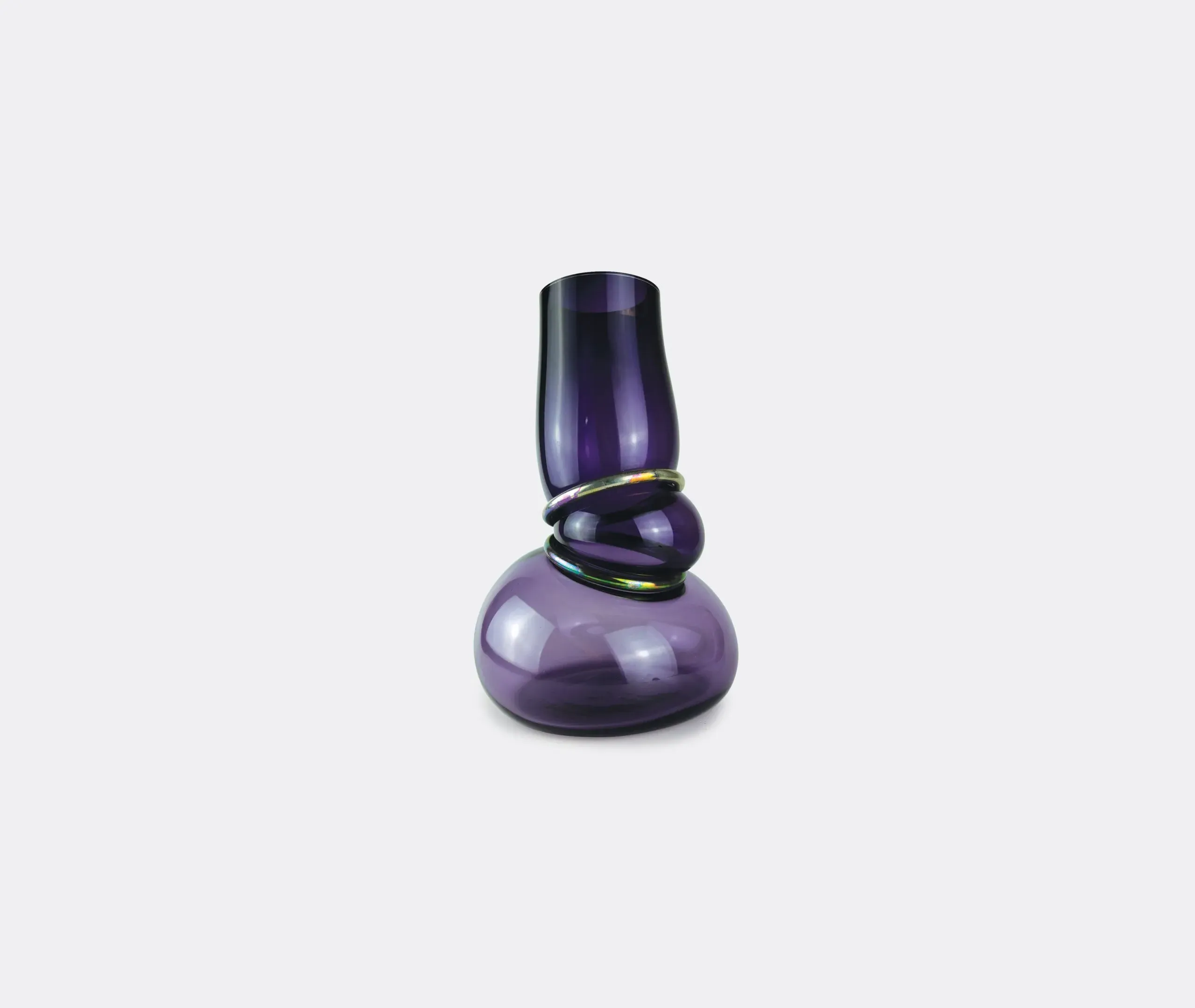 Double Ring Vase - Dark Violet, Glass