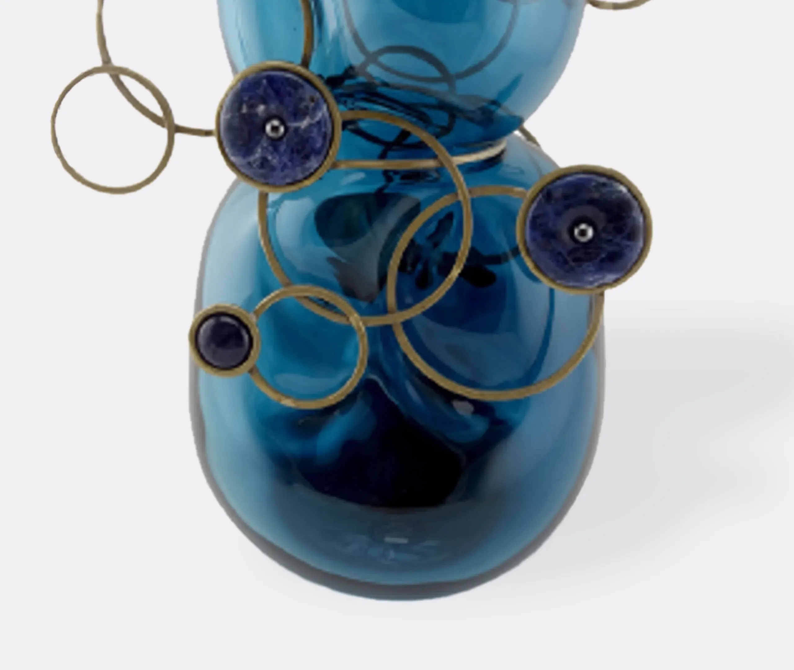 Fairground Vase with Bronze Strings - Blue, Glass