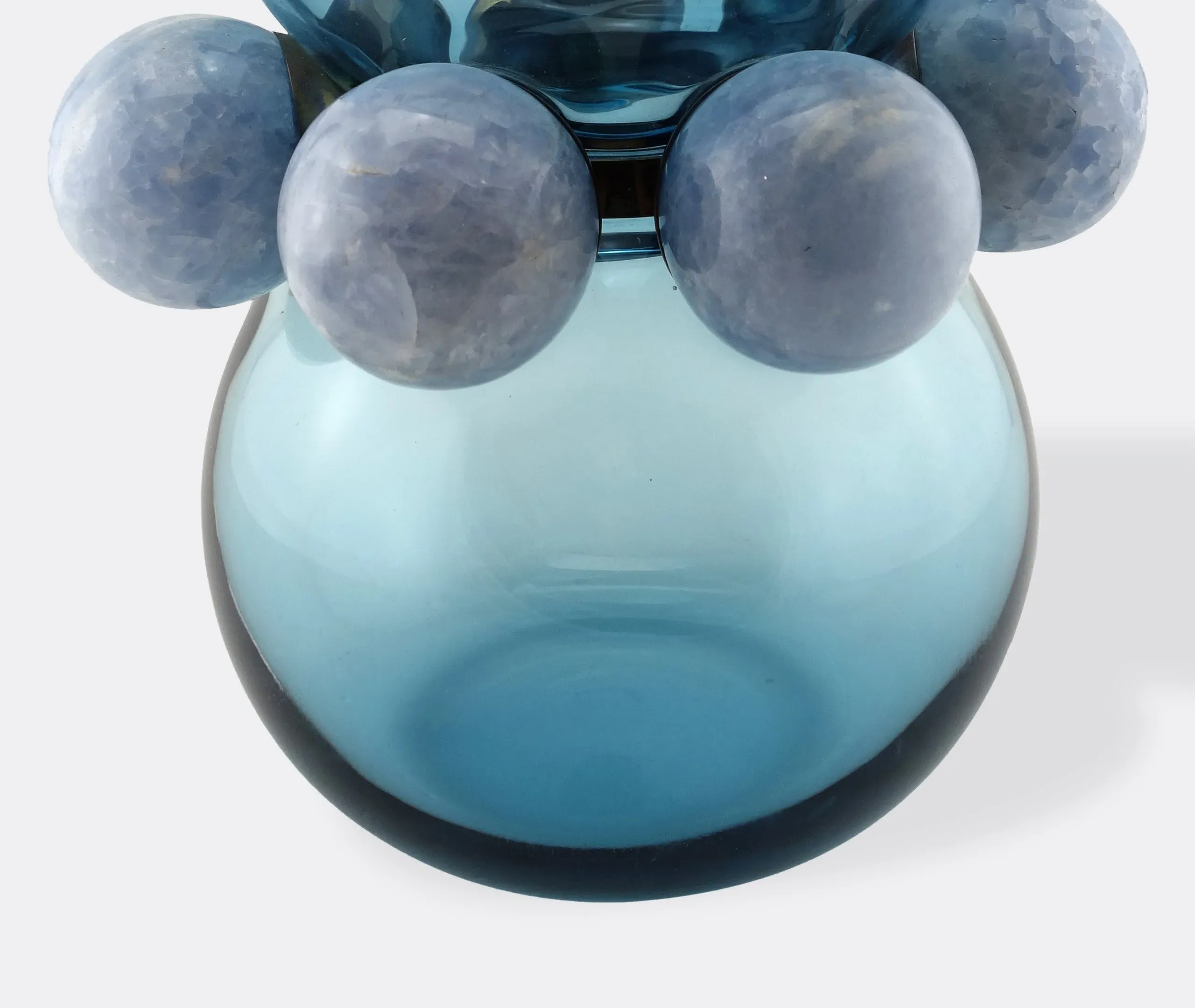 Tiffany Vase with Stone Detail - Blue, Glass