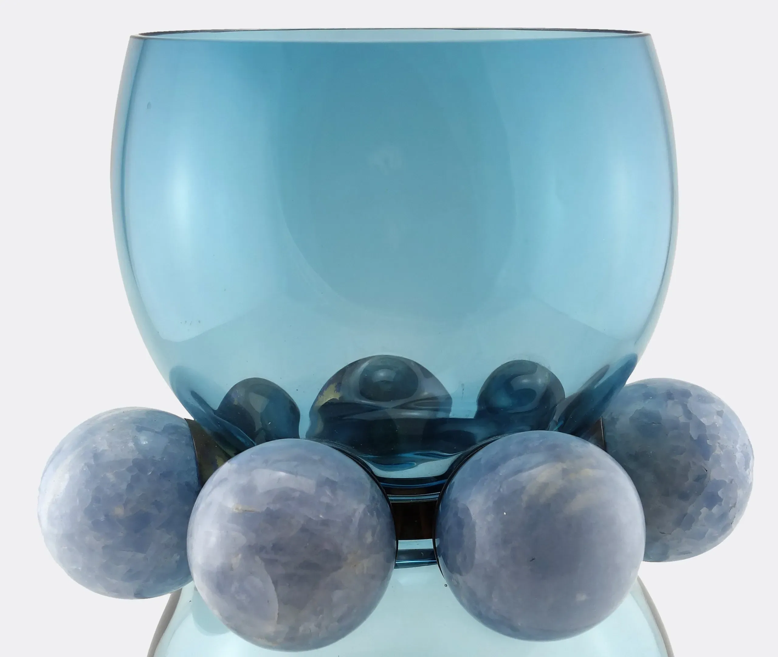 Tiffany Vase with Stone Detail - Blue, Glass