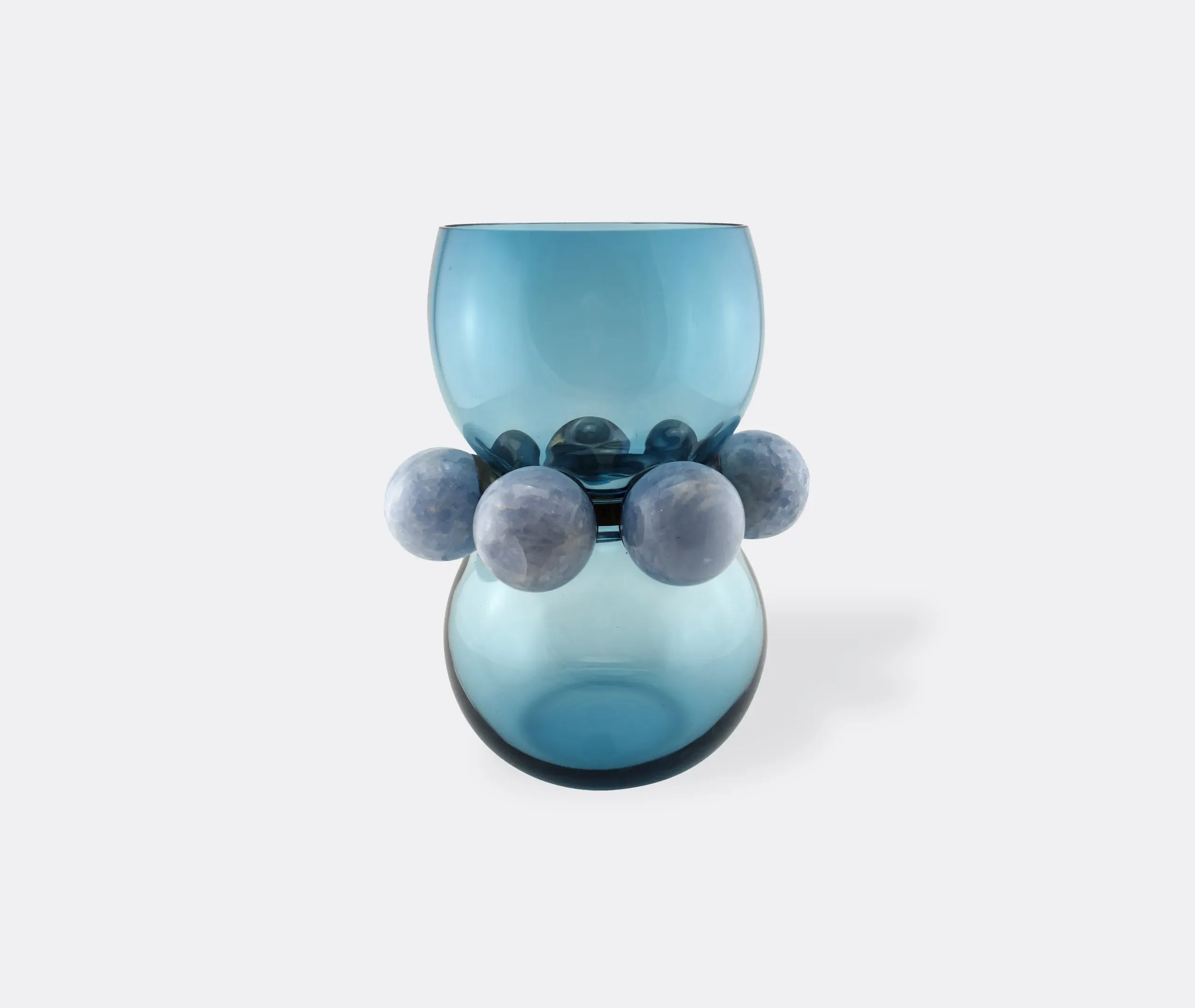 Tiffany Vase with Stone Detail - Blue, Glass