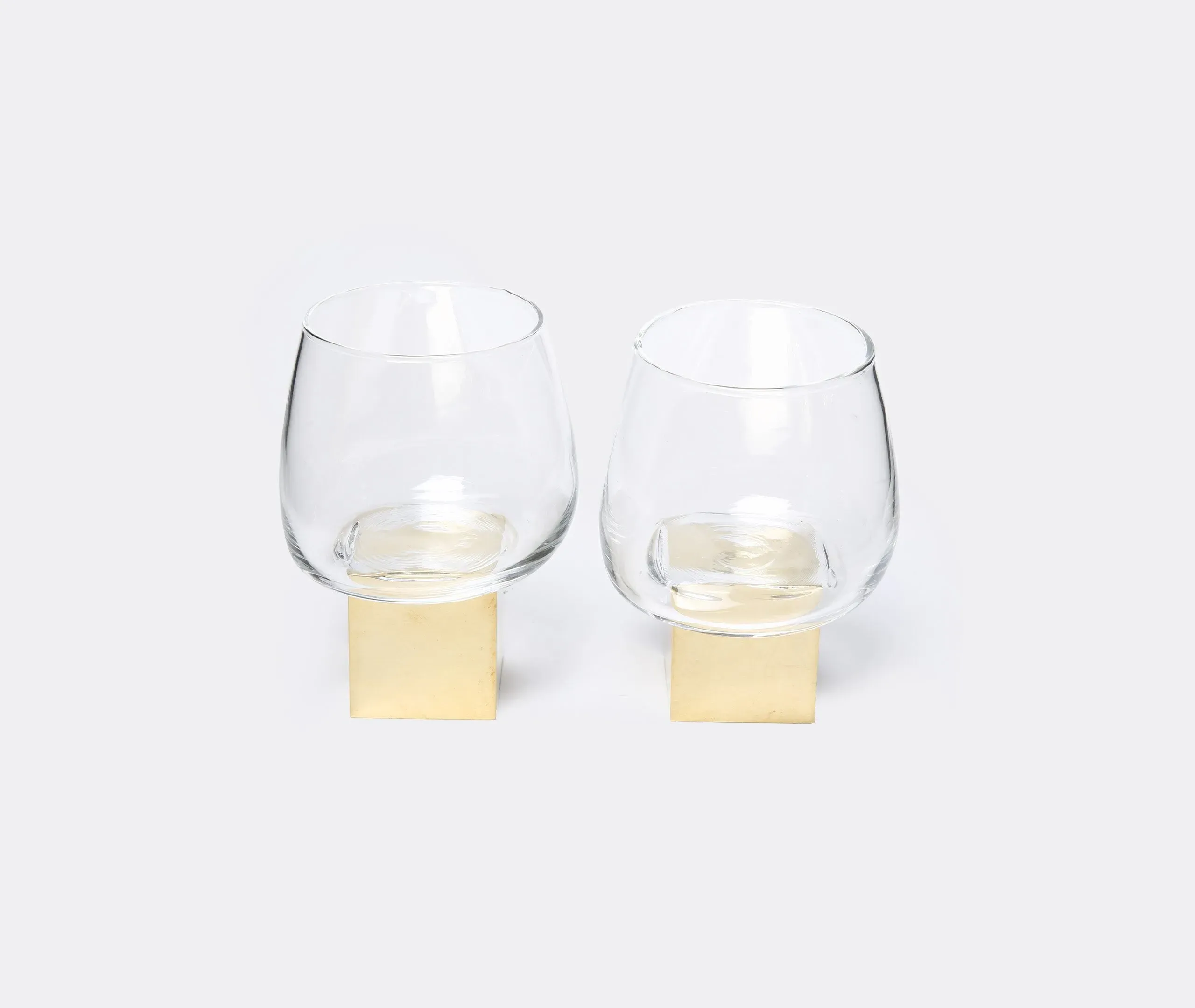 Whisky Glass Cube Gravity Set Of 2 - Transparent, Gold