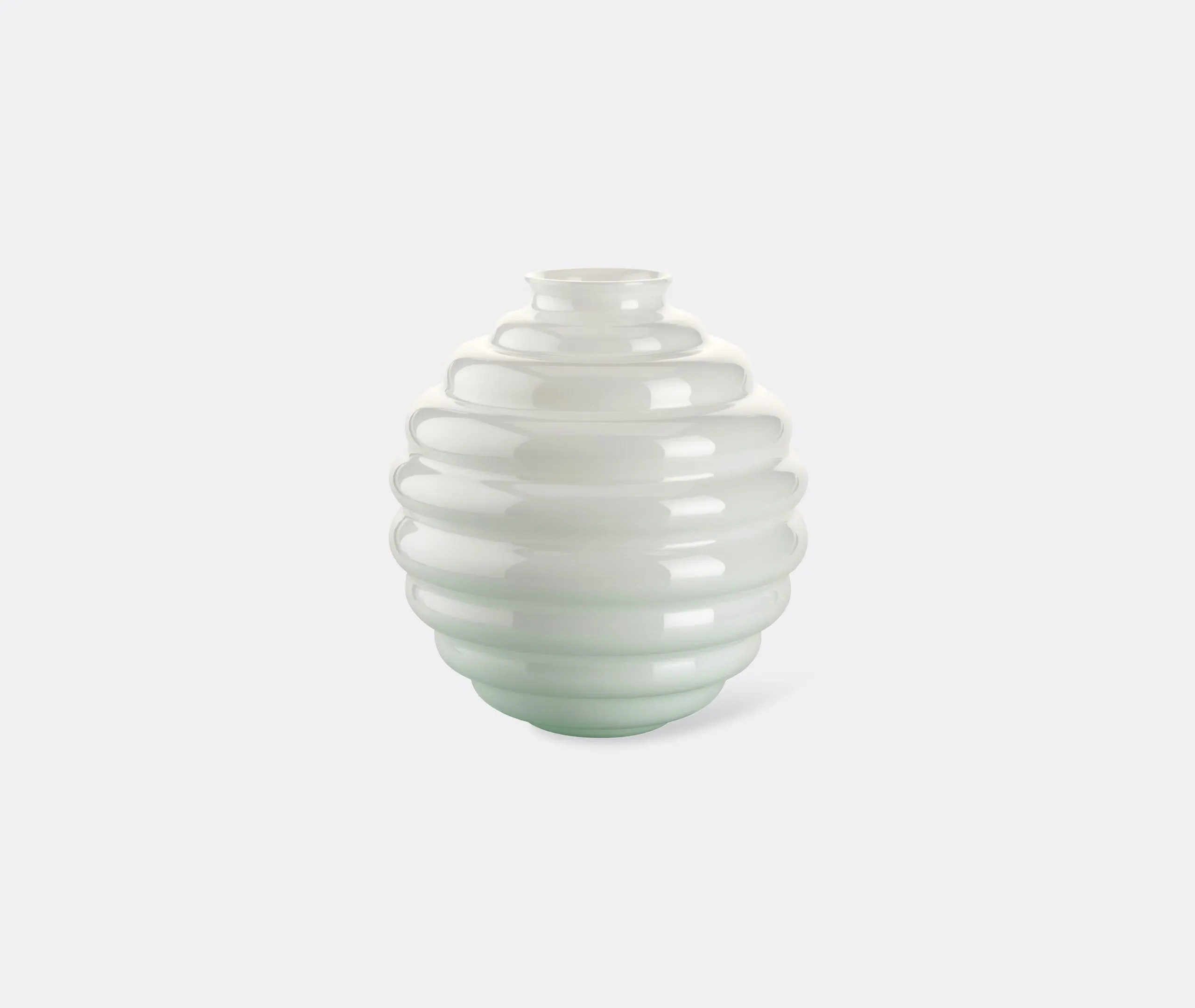 Bulbous Vase with Rhythmic Rings - Clear, Glass image