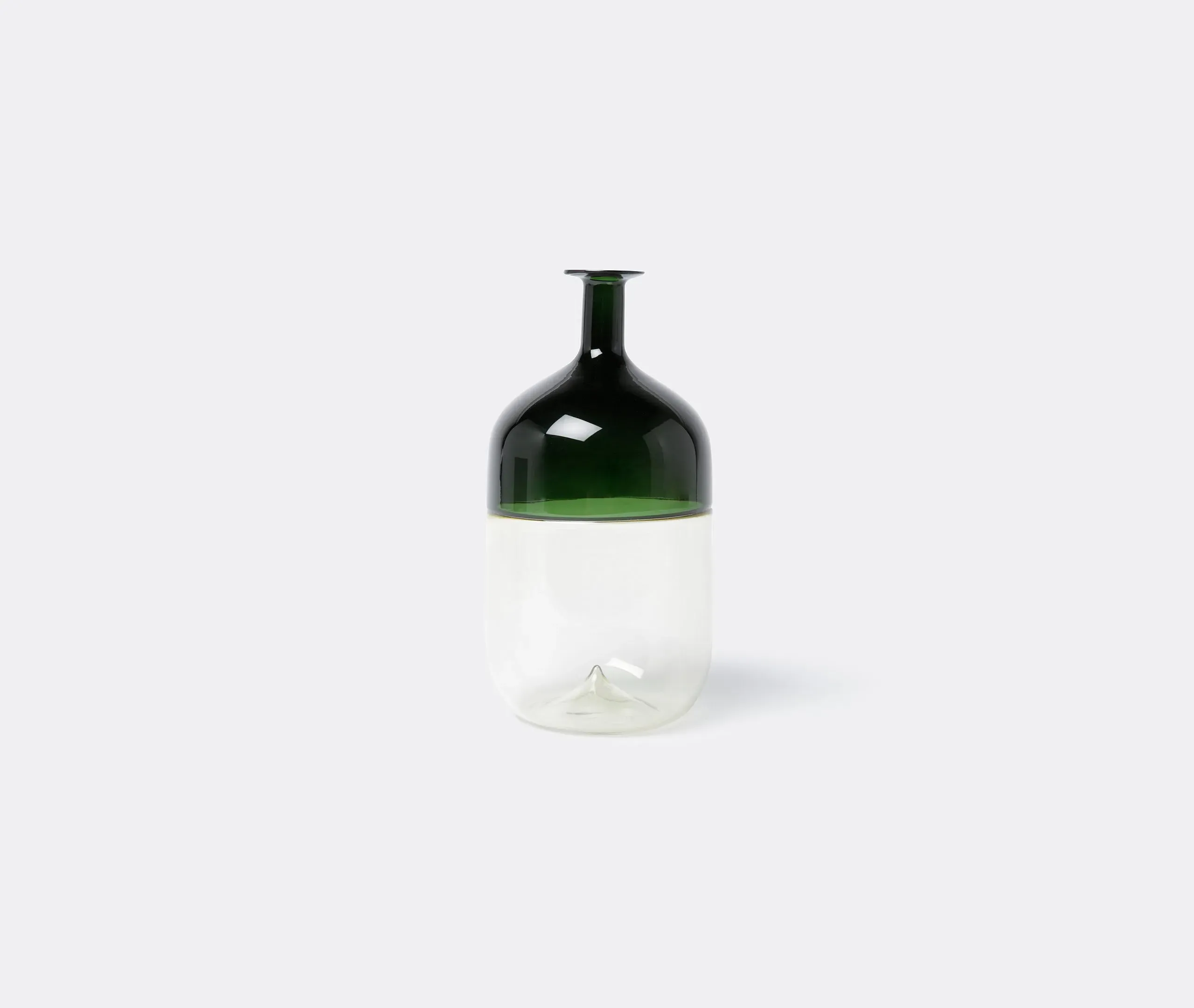 Curved Decorative Bottle - Green, Murano Glass