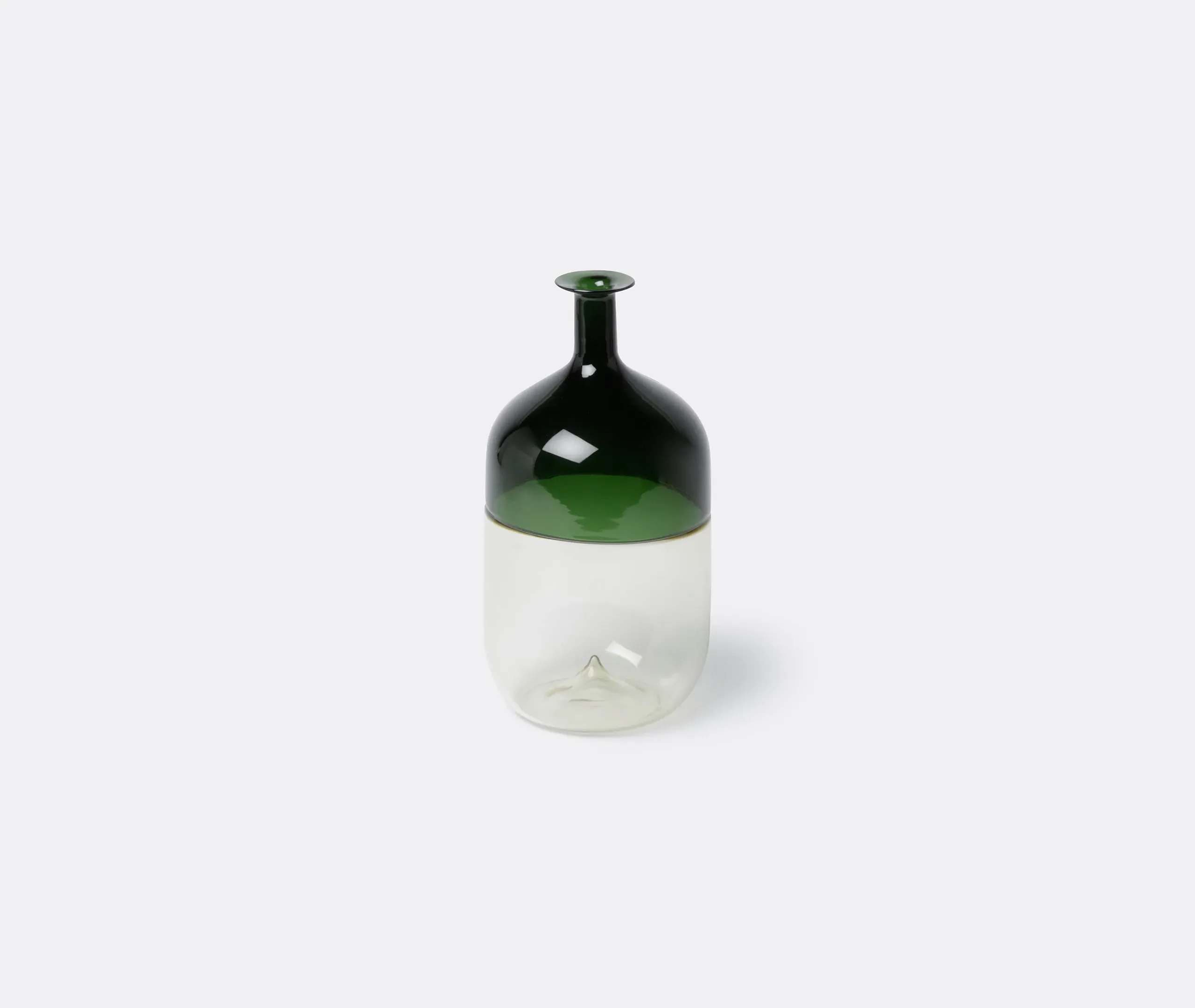 Curved Decorative Bottle - Green, Murano Glass