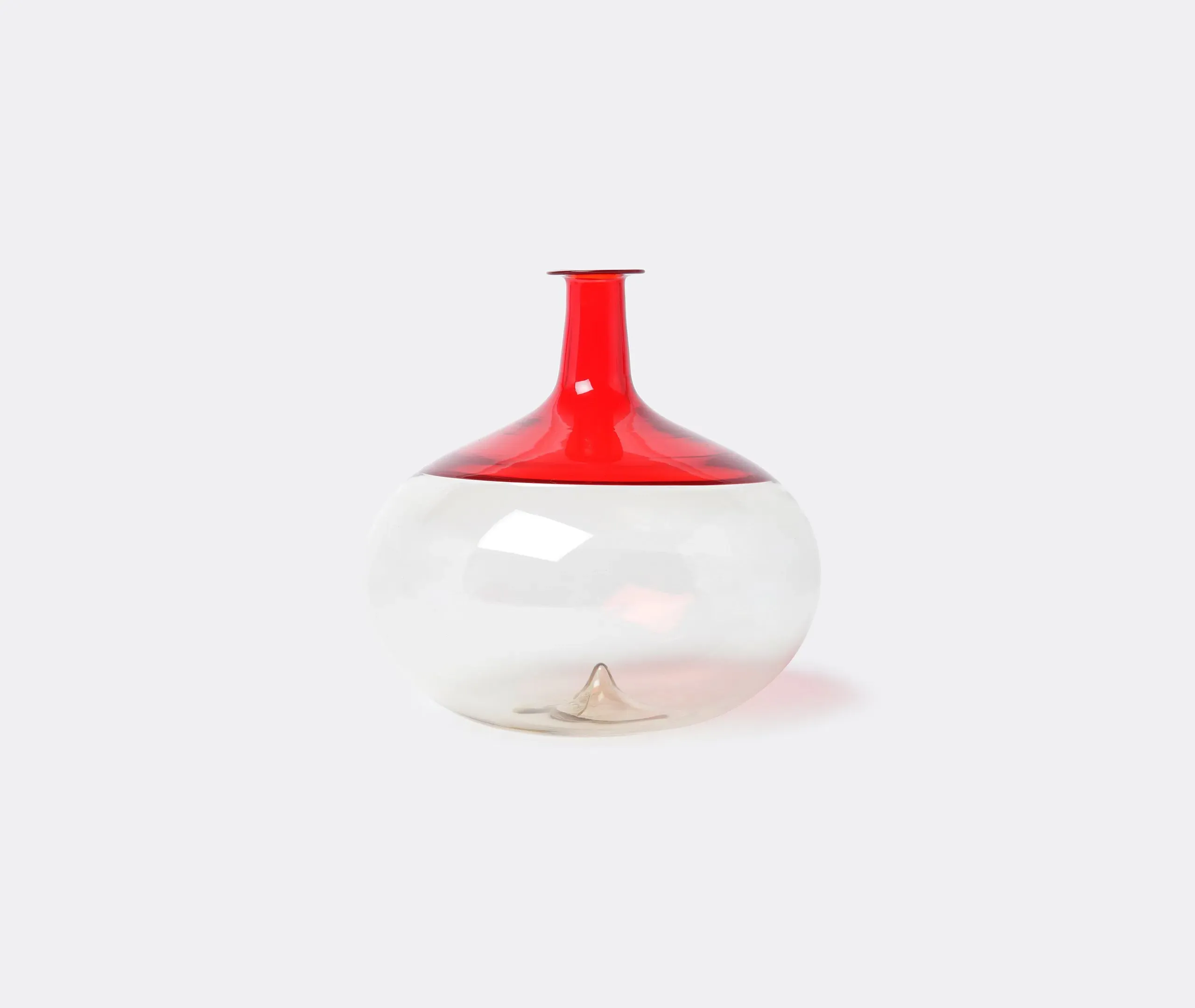 Curved Decorative Bottle - Red, Murano Glass