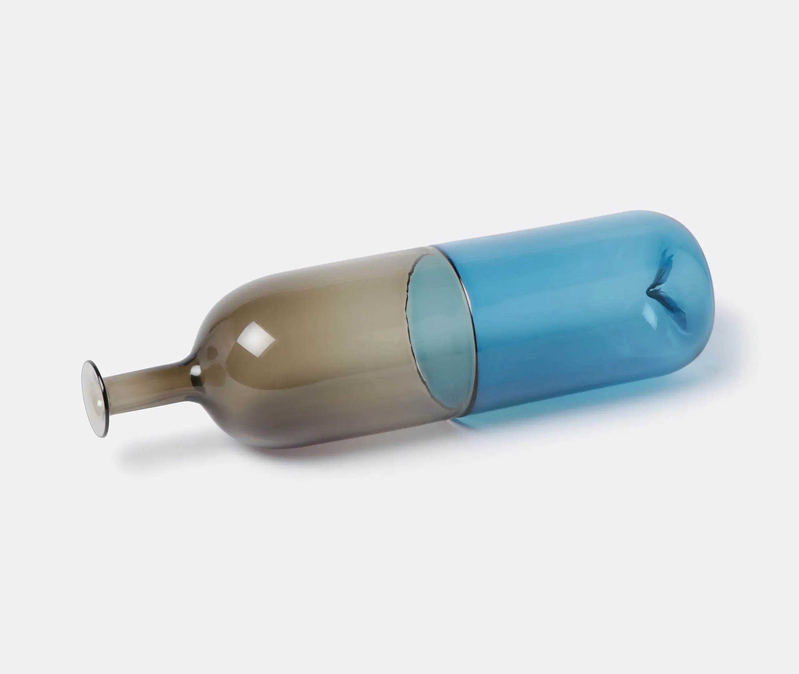 Curved Decorative Bottle - Taupe Grey, Murano Glass