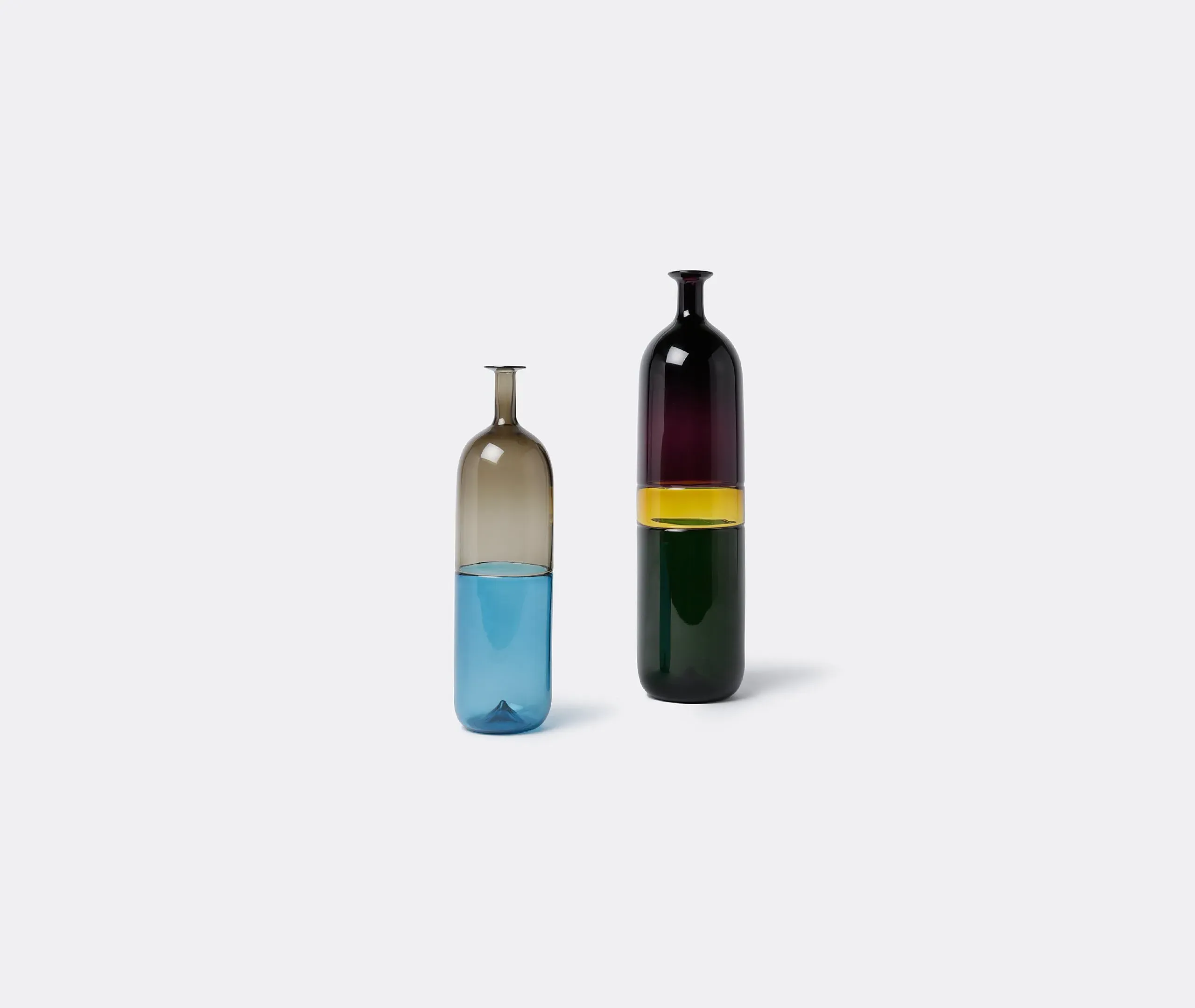 Curved Decorative Bottle - Taupe Grey, Murano Glass
