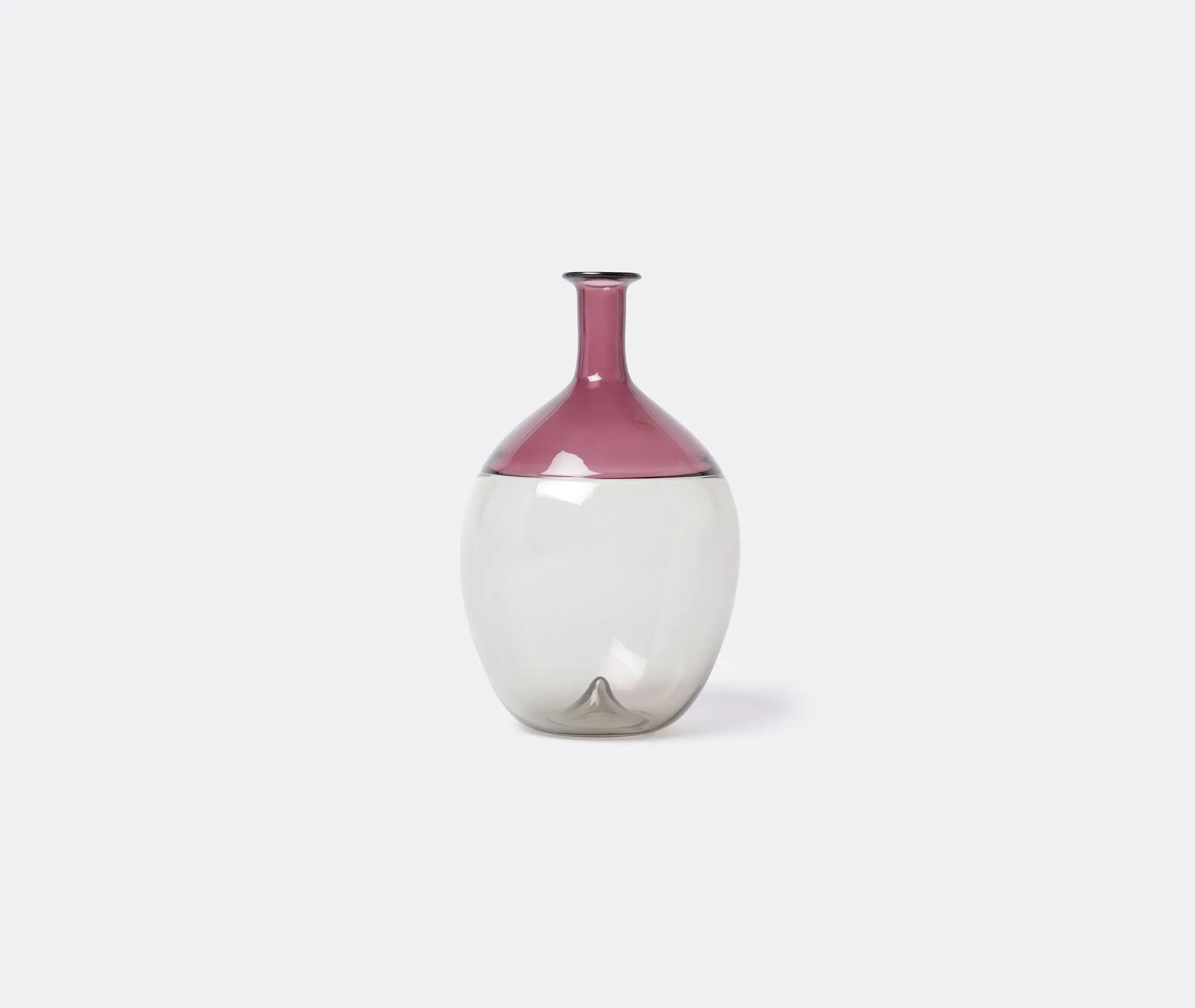 Curved Decorative Bottle - Taupe Grey, Murano Glass