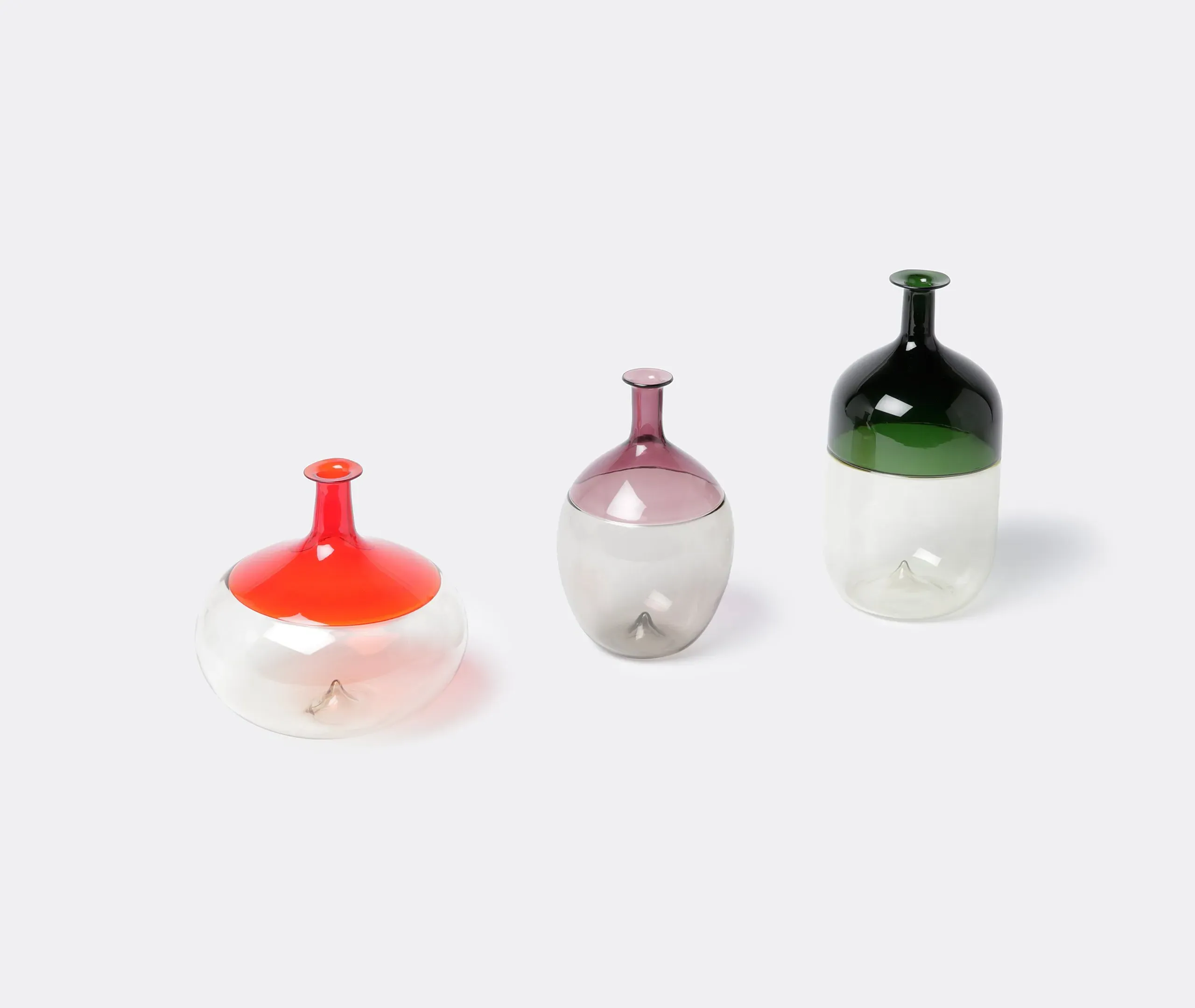 Curved Decorative Bottle - Taupe Grey, Murano Glass