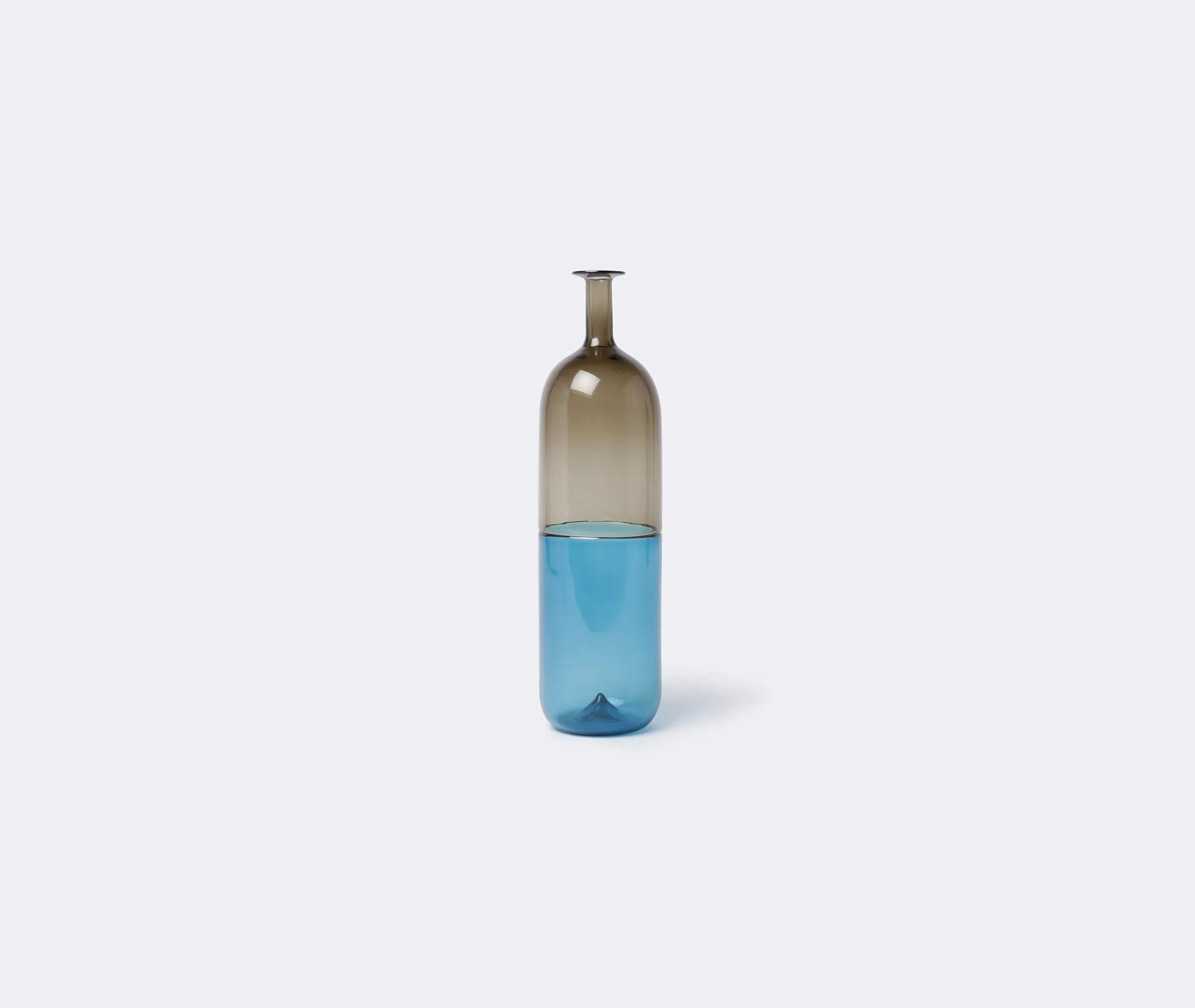Curved Decorative Bottle - Taupe Grey, Murano Glass