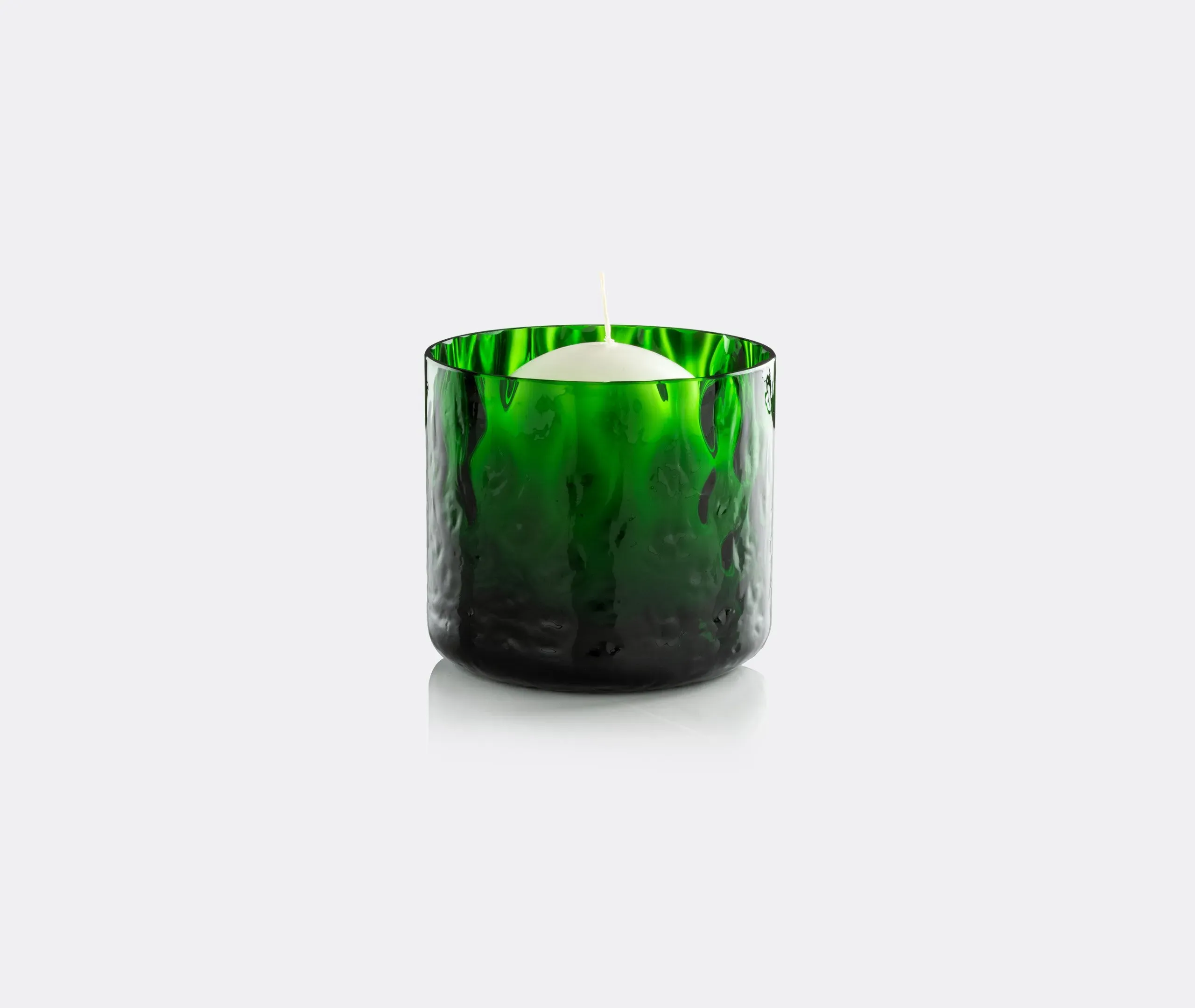 Handblown Glass Candle with Texture - Green image