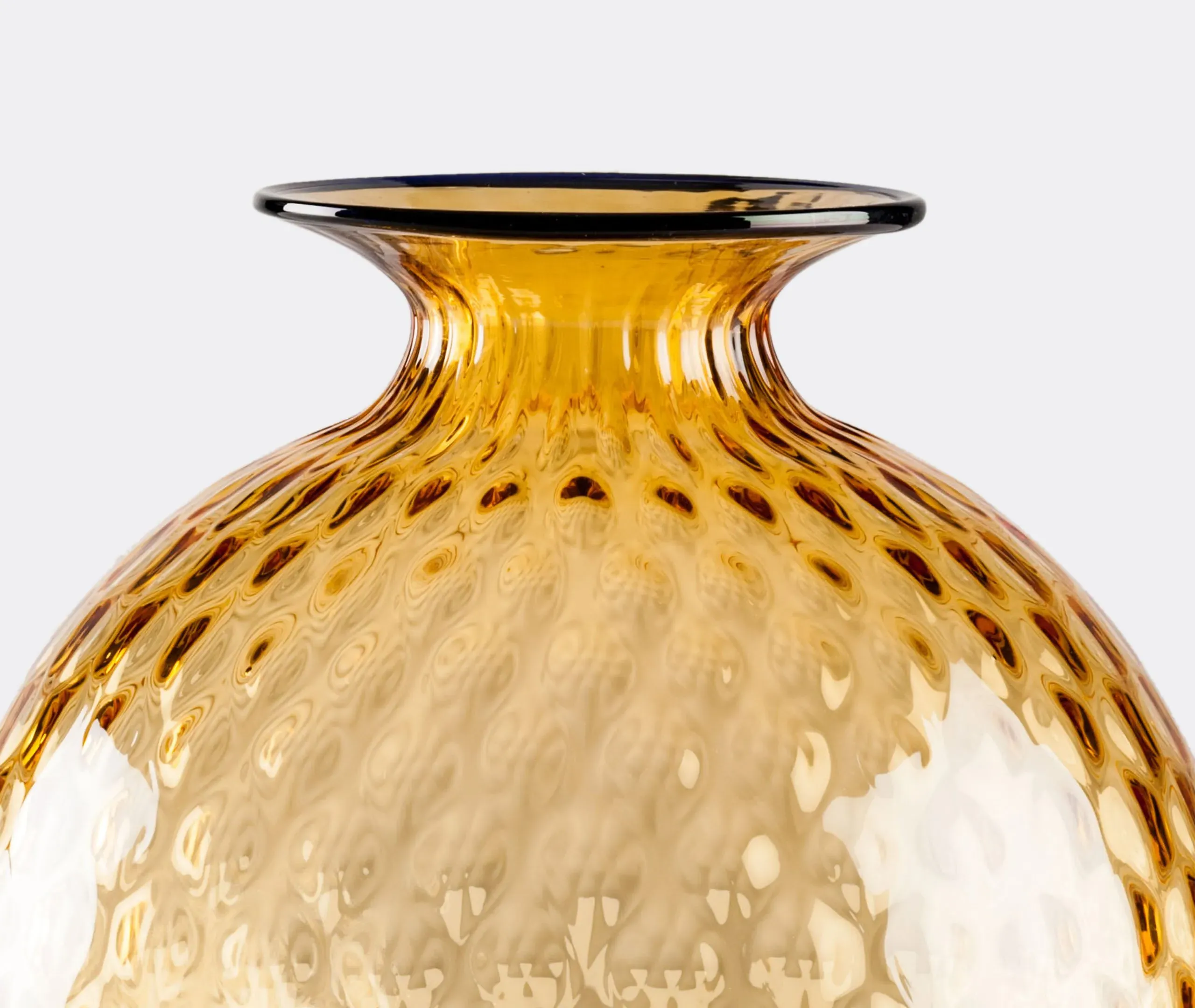 Large Rounded Bottle Vase - Amber, Hand Blown Glass