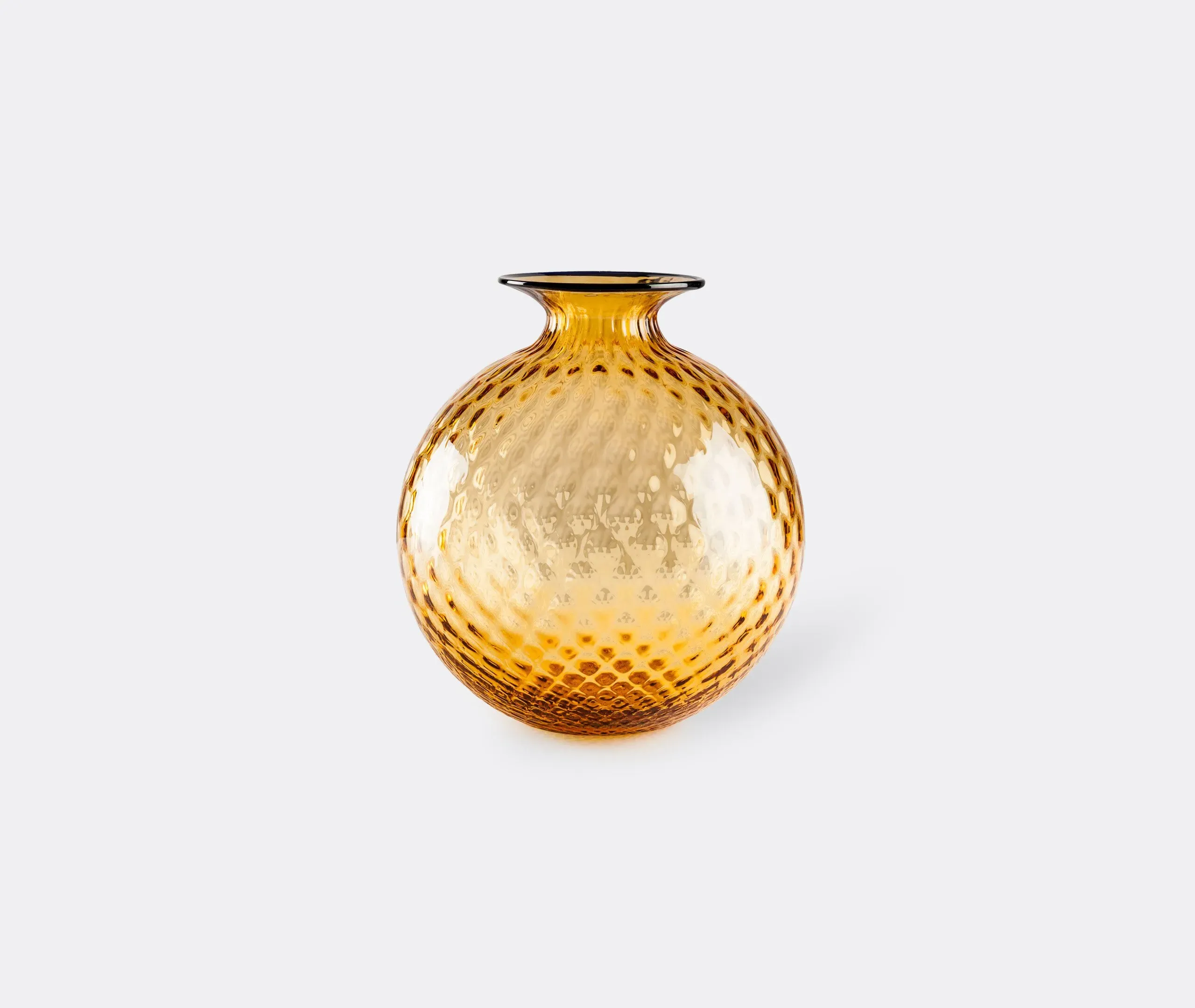 Large Rounded Bottle Vase - Amber, Hand Blown Glass