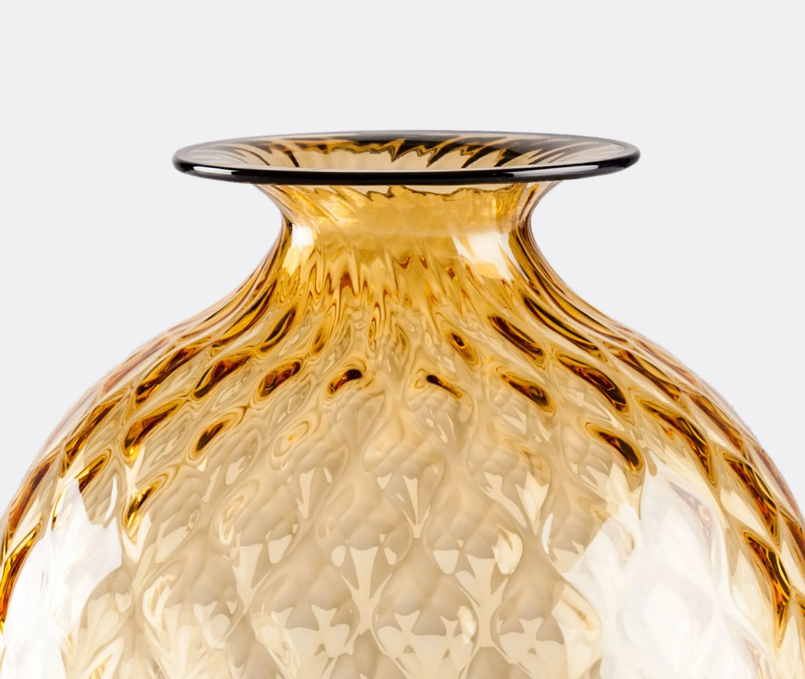 Medium Glass Bottle Vase - Amber, Hand Blown