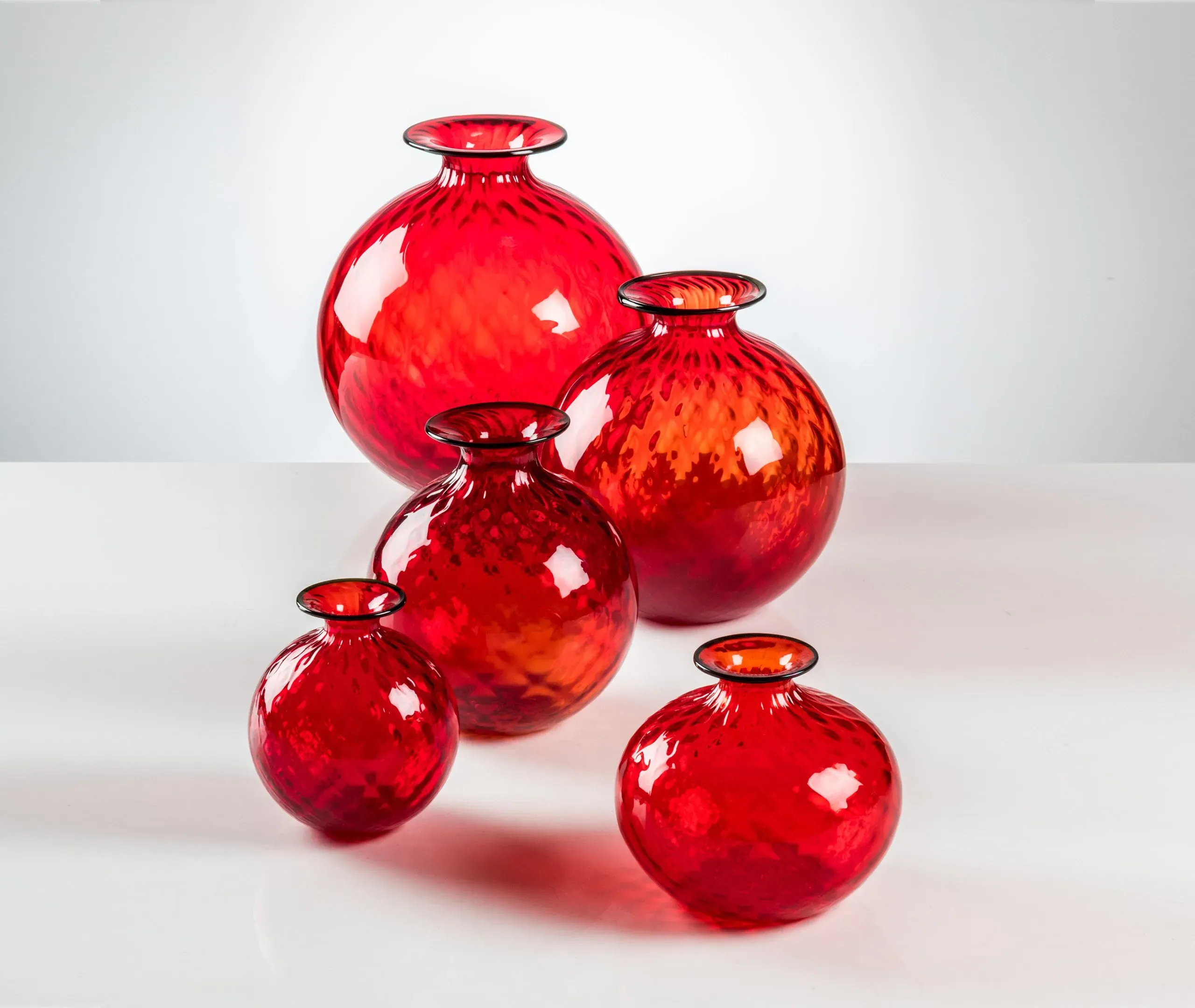 Medium Glass Bottle Vase - Red, Hand Blown