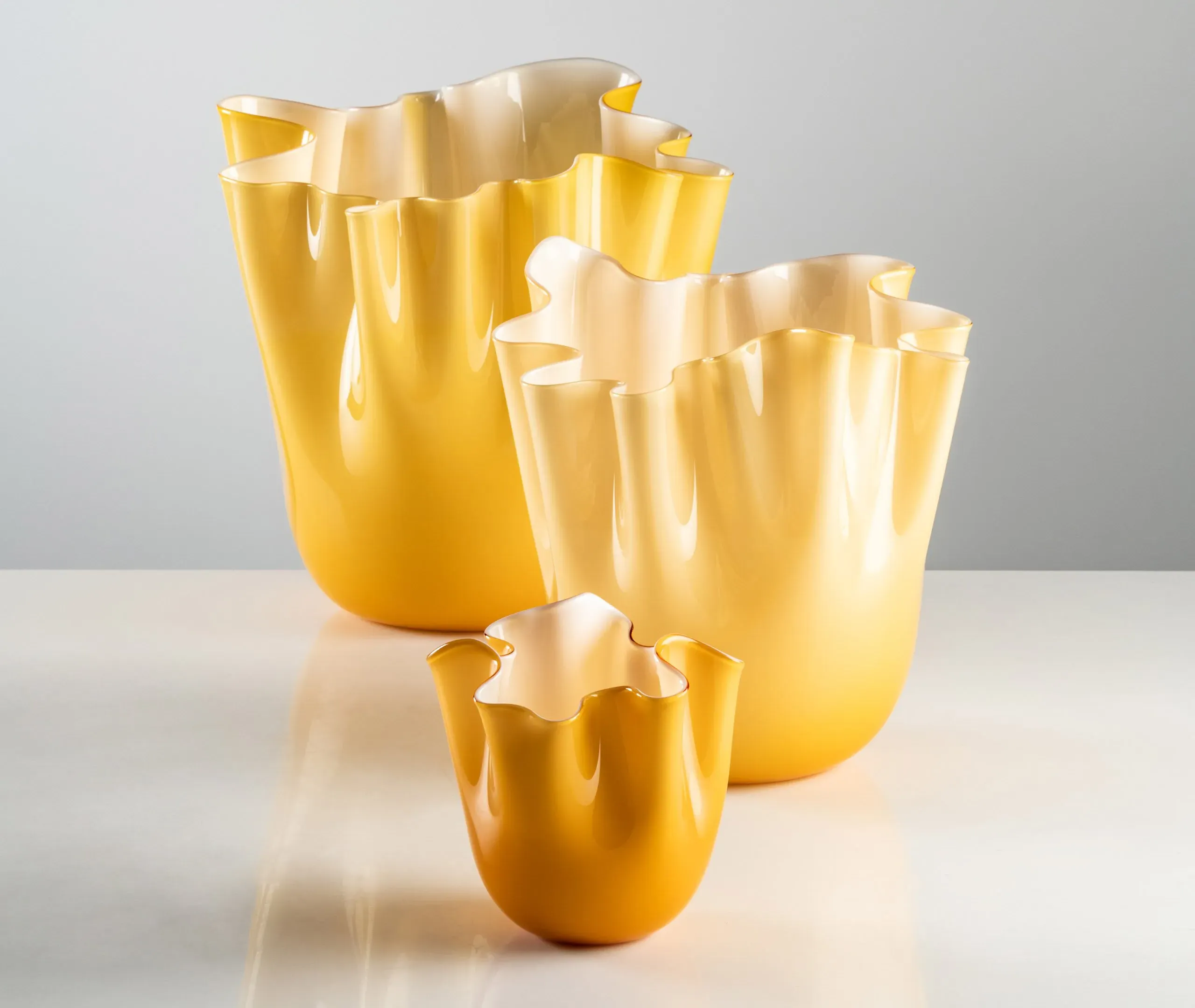 Medium Handkerchief Vase - Amber, Glass
