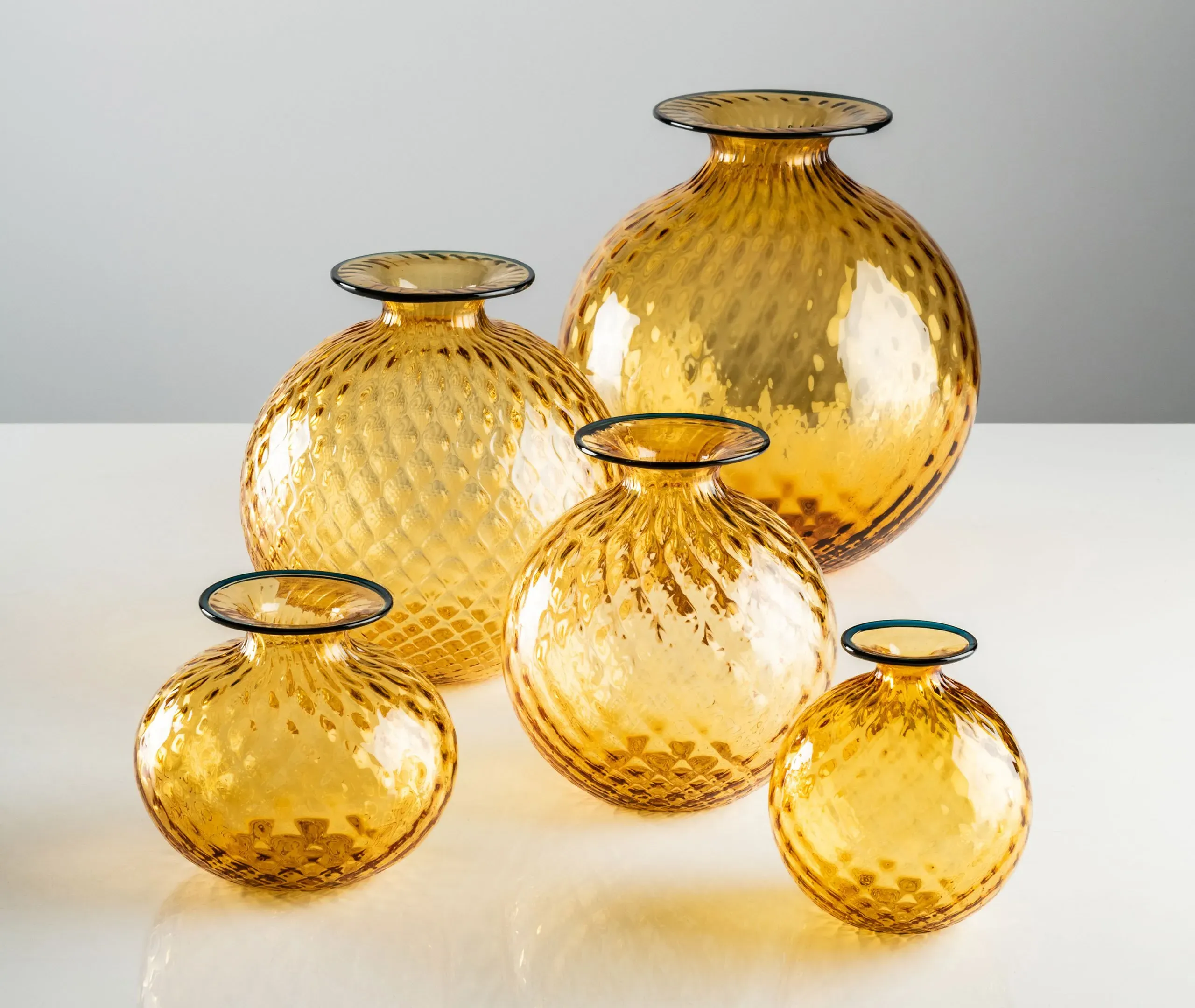 Monofiore L Rounded Bottle Vase - Amber, Glass