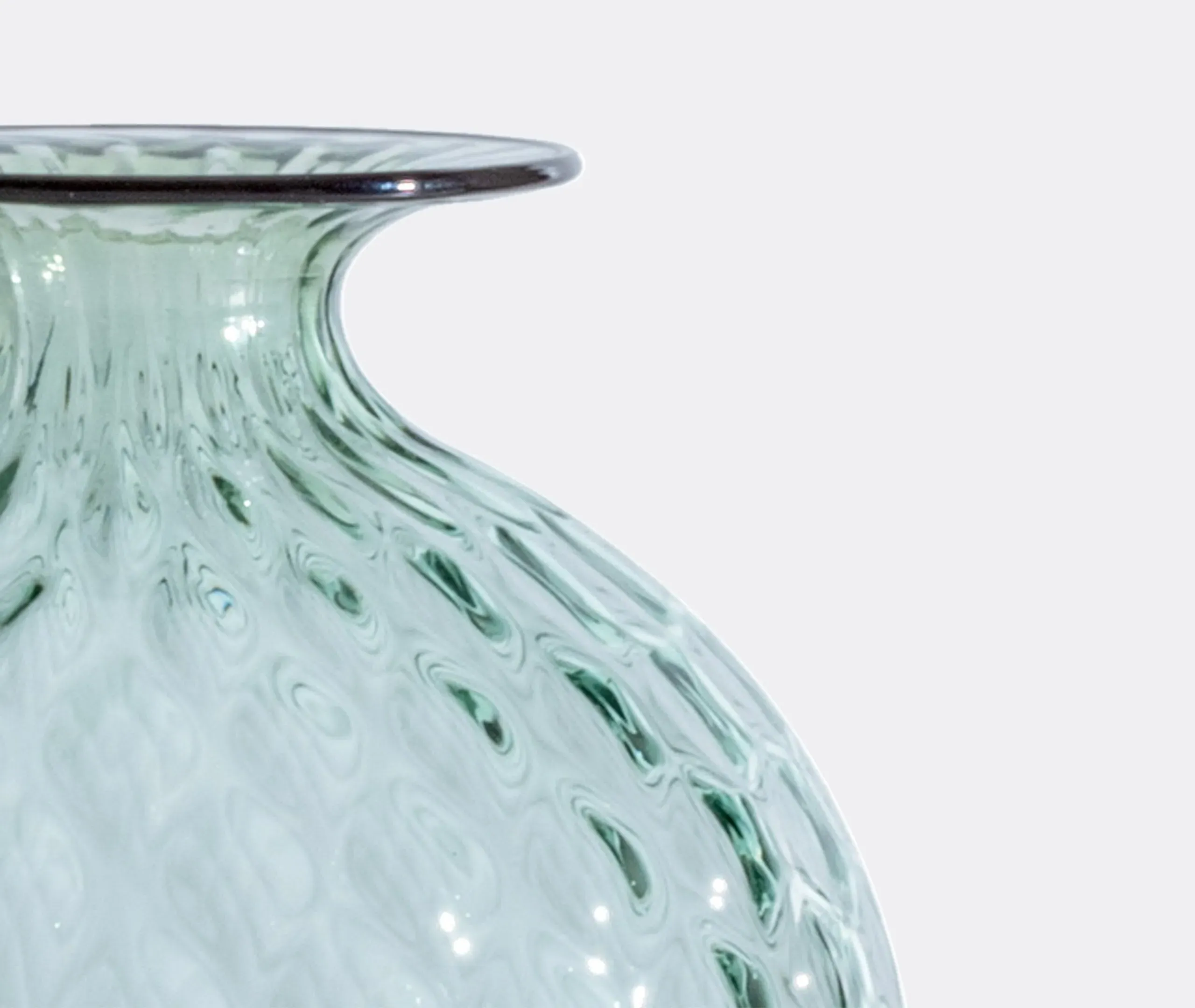 Small Glass Bottle with Raised Pattern - Green