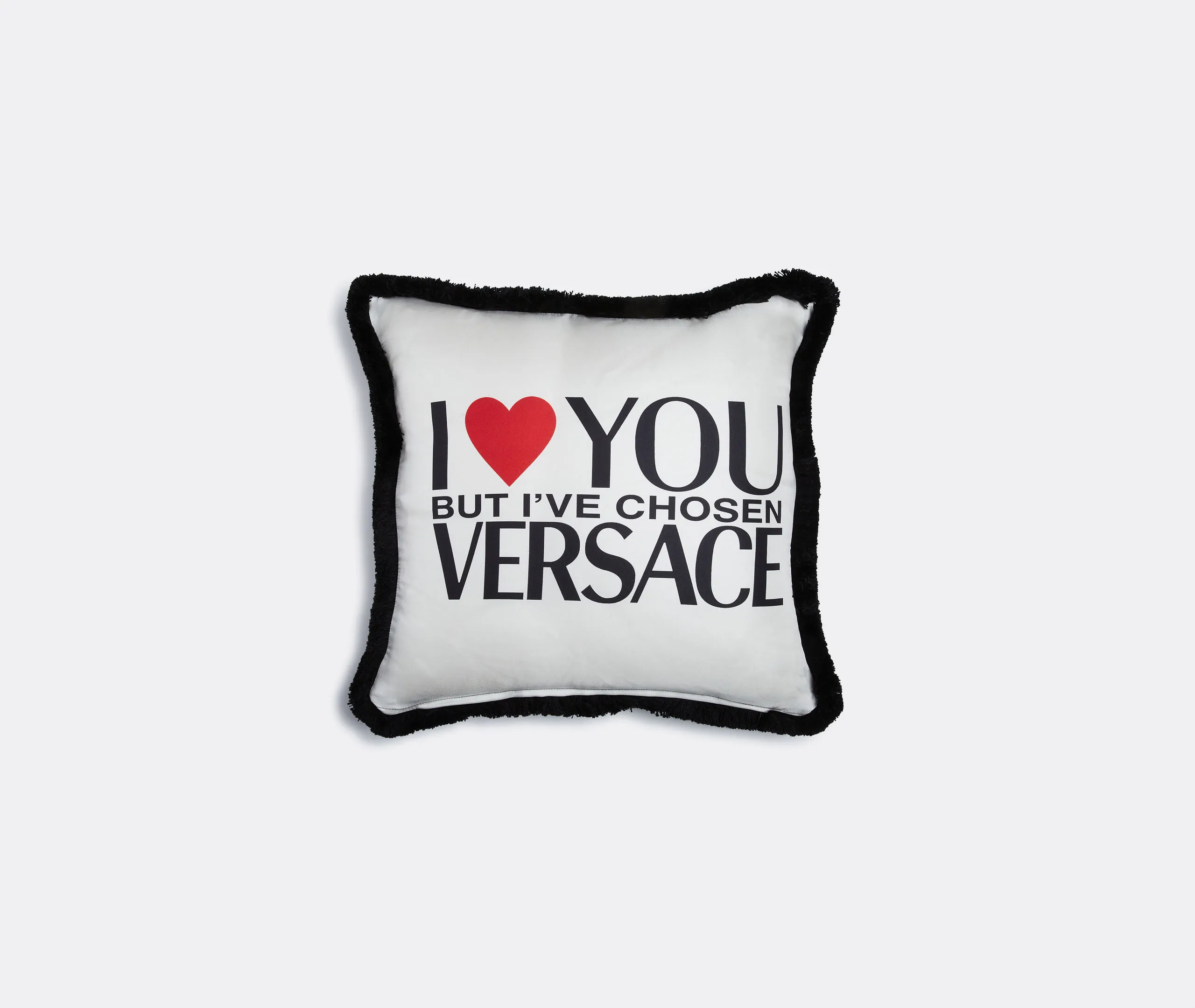 'I Love You But I've Chosen Versace' Cushion - White, Silk product