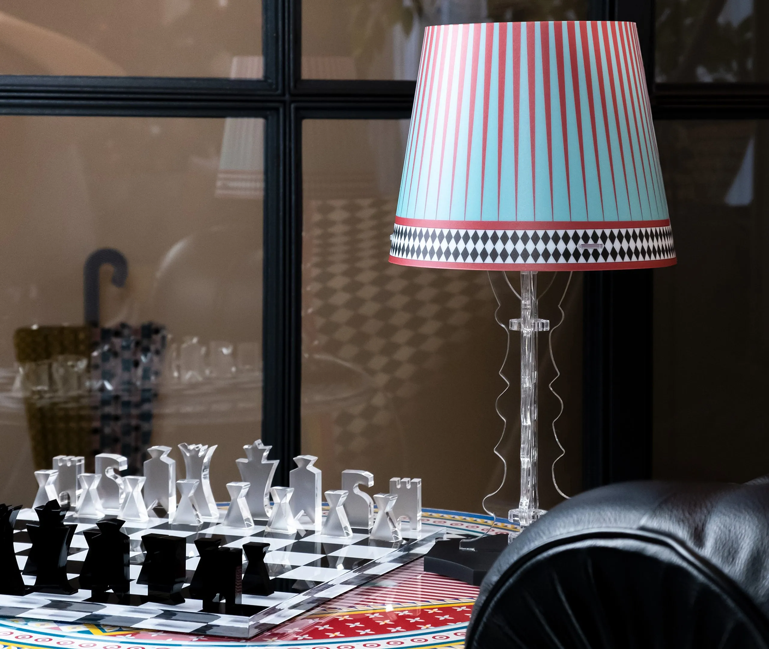 Chess Set with Checkers - Black/White, Acrylic