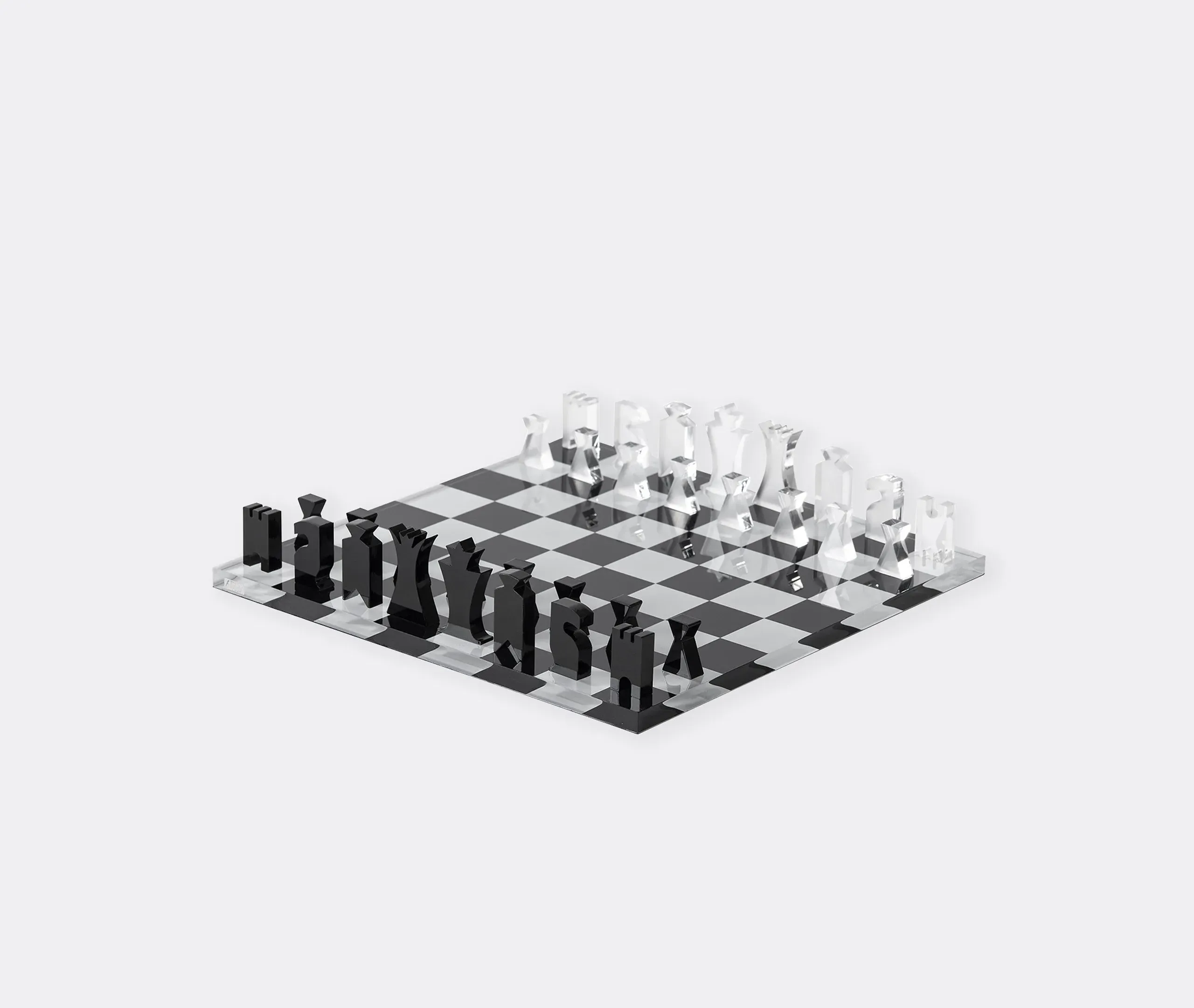 Chess Set with Checkers - Black/White, Acrylic image