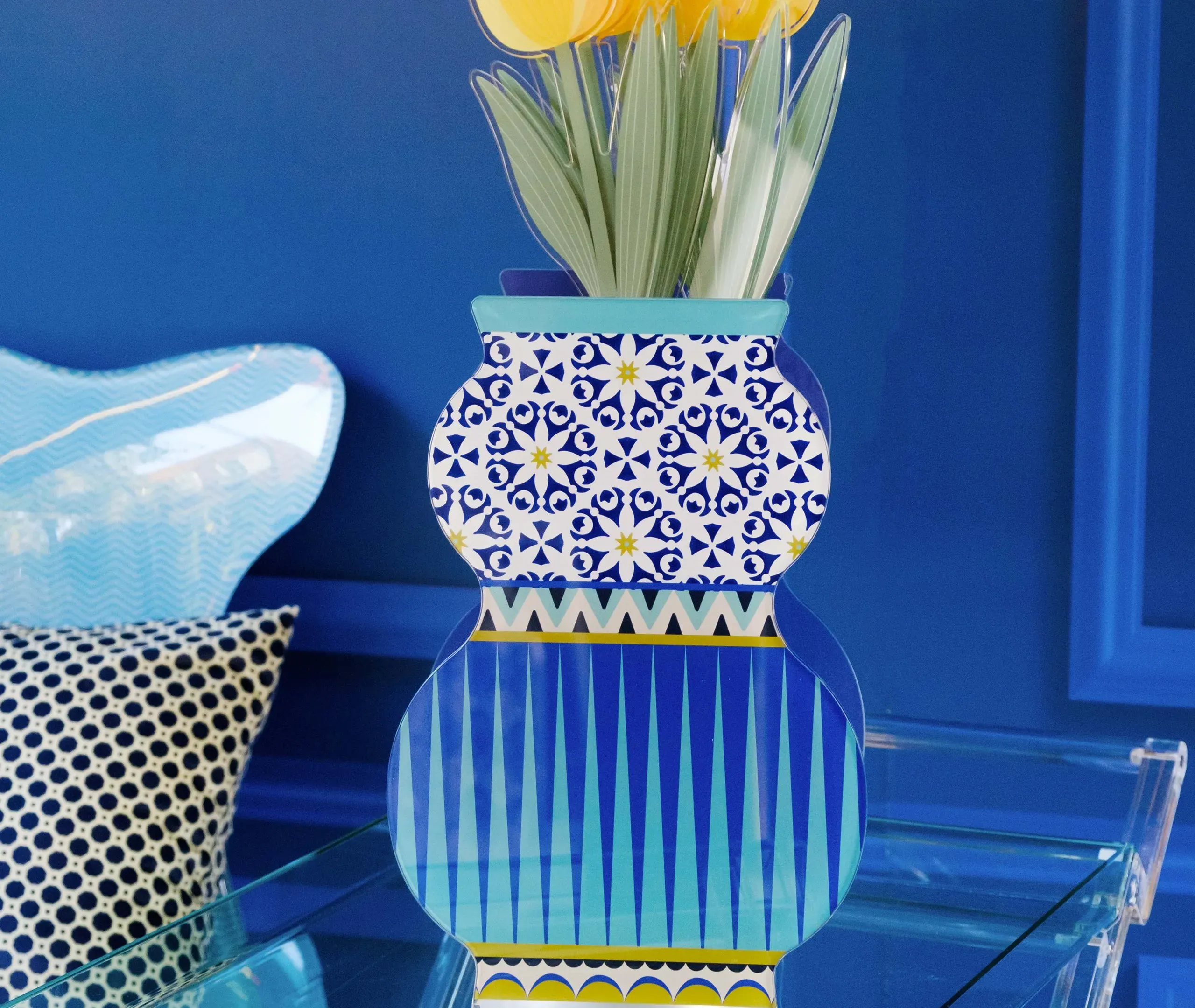 Large Vase with Floral Design - Multicolor