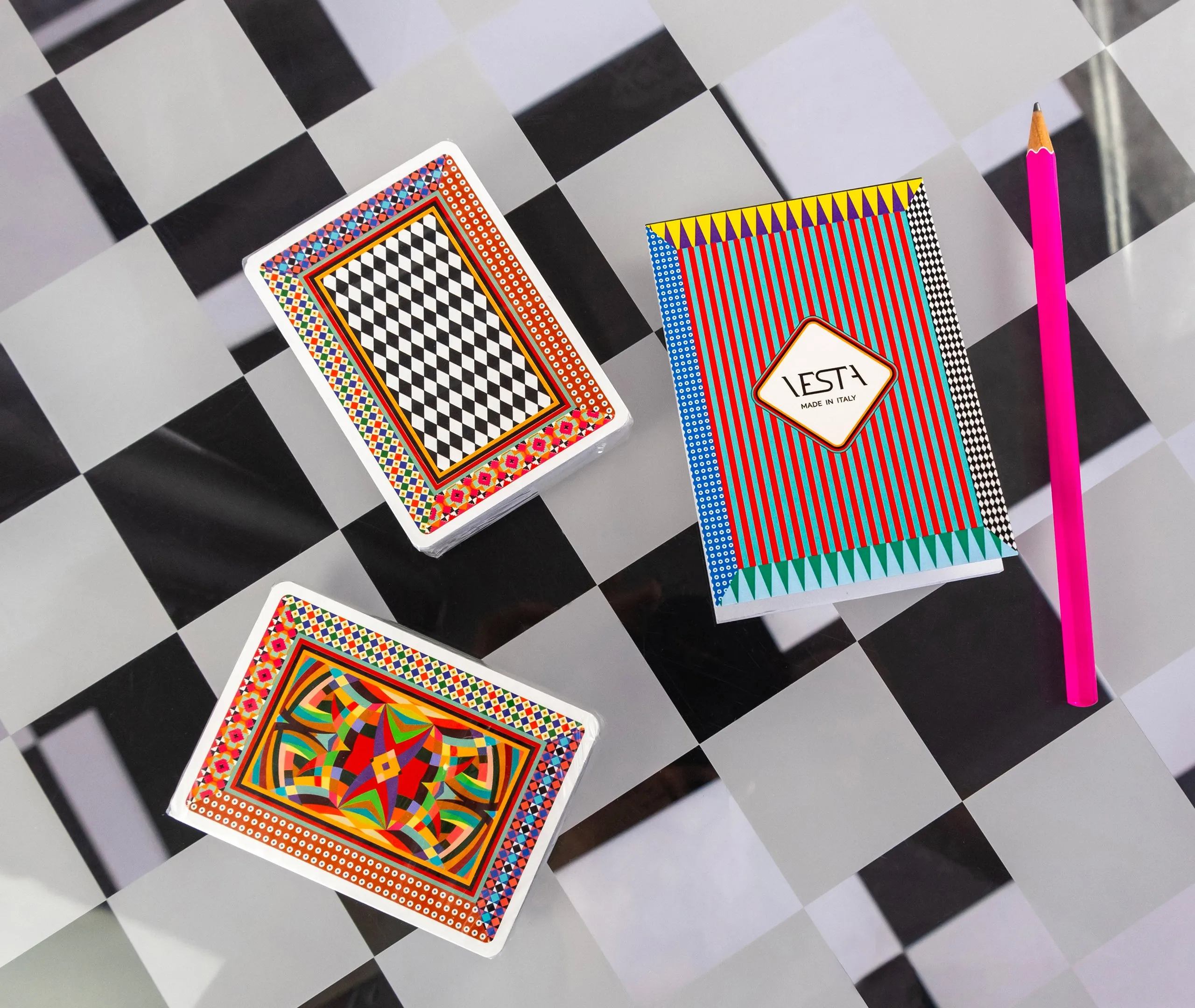 Playing Card Set with Notebook and Pencil - Multicolor