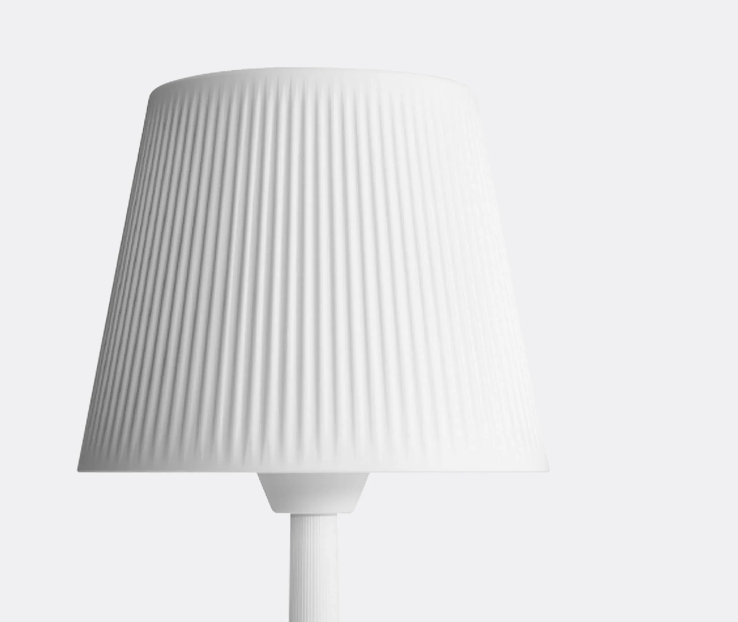 Portable Table Lamp with Ribbed Shade - White, Resin