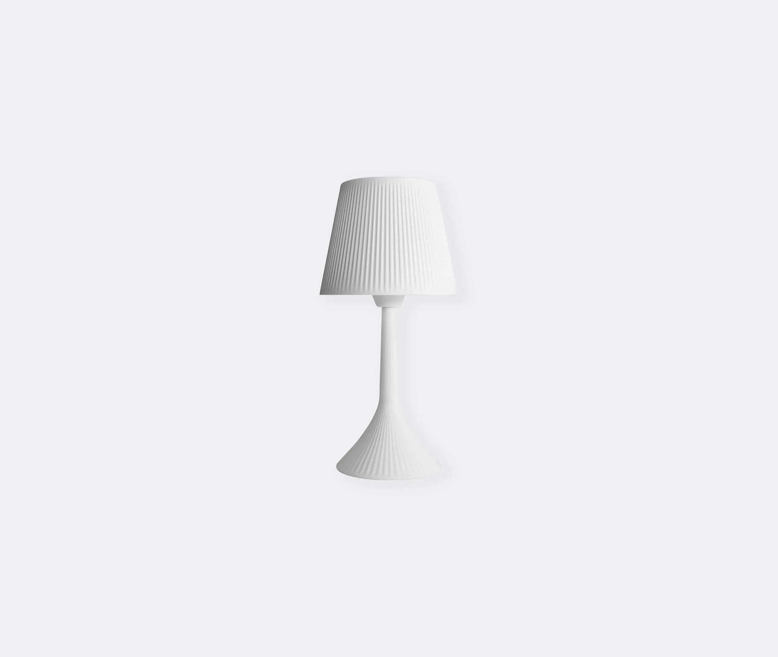 Portable Table Lamp with Ribbed Shade - White, Resin image