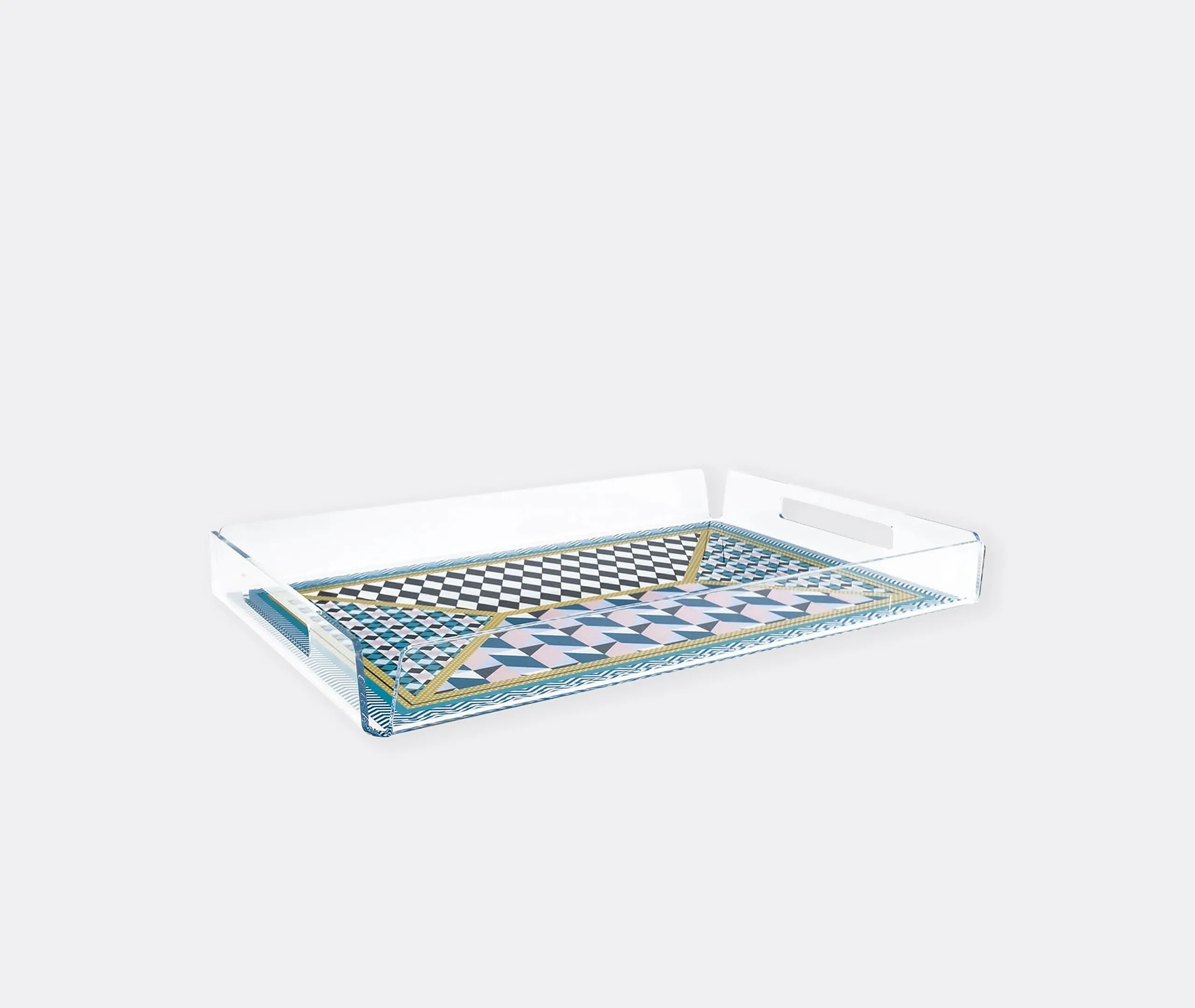 Serving Tray with Handles - Multicolor, Acrylic