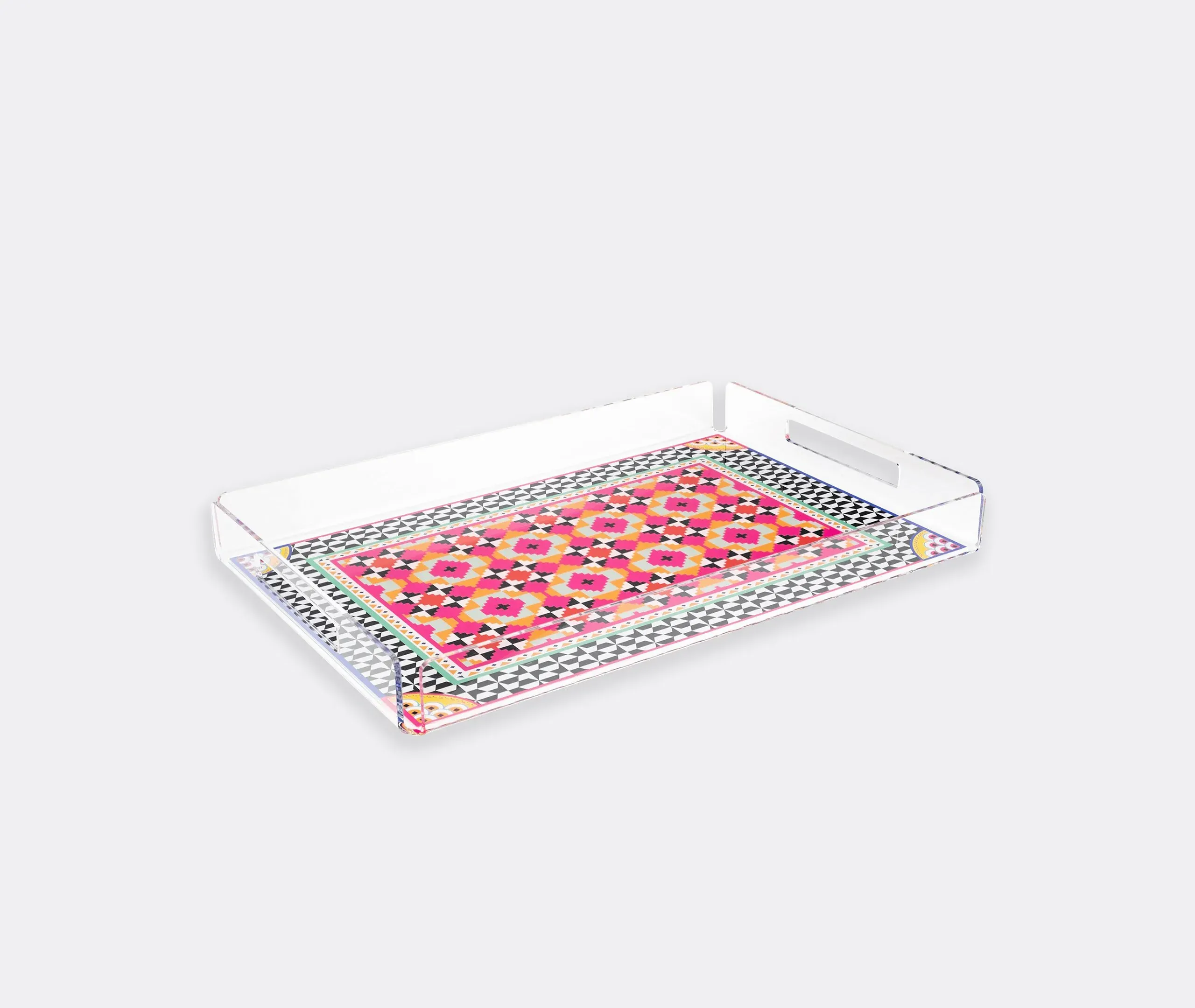 Serving Tray with Handles - Multicolor, Acrylic
