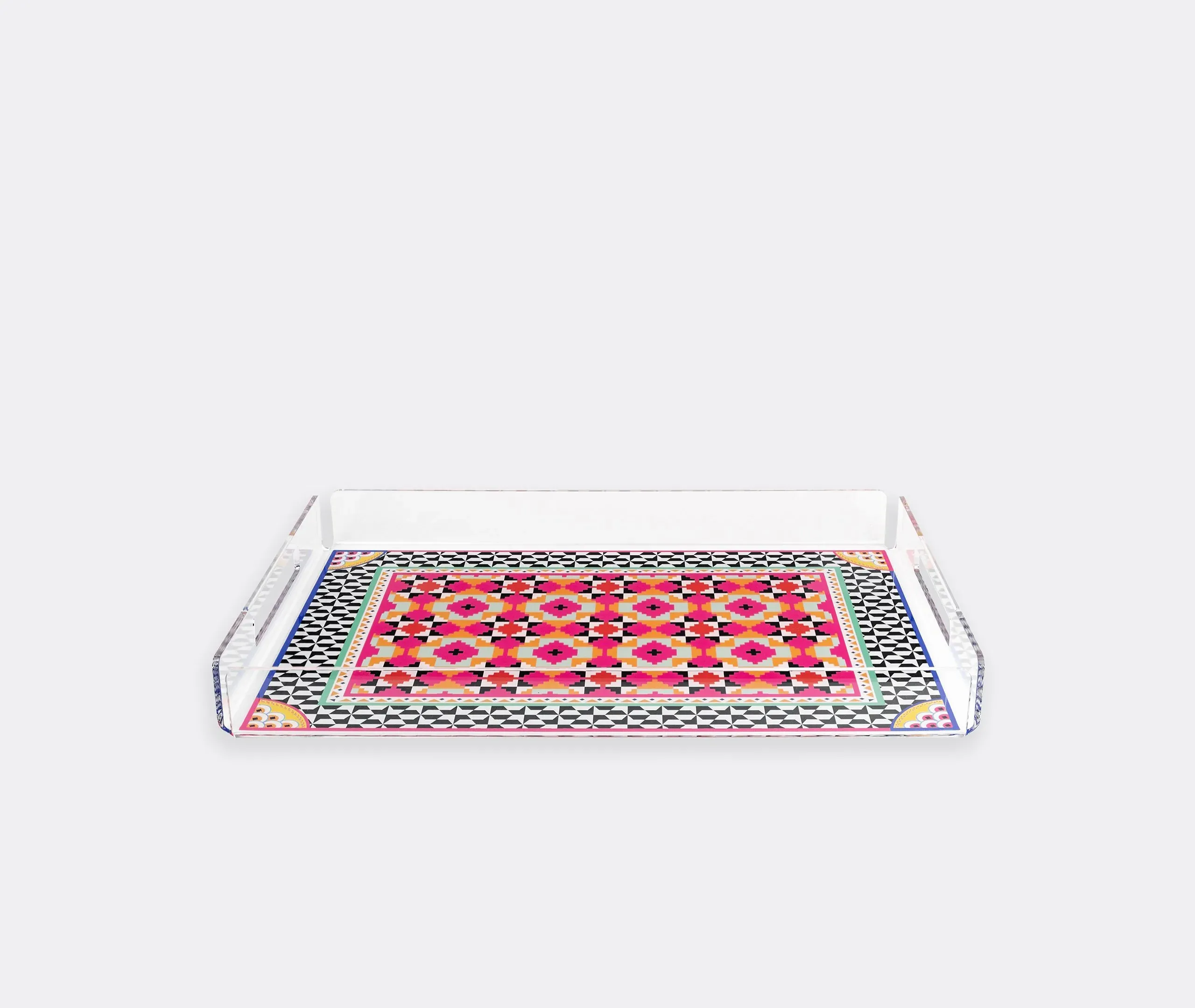 Serving Tray with Handles - Multicolor, Acrylic