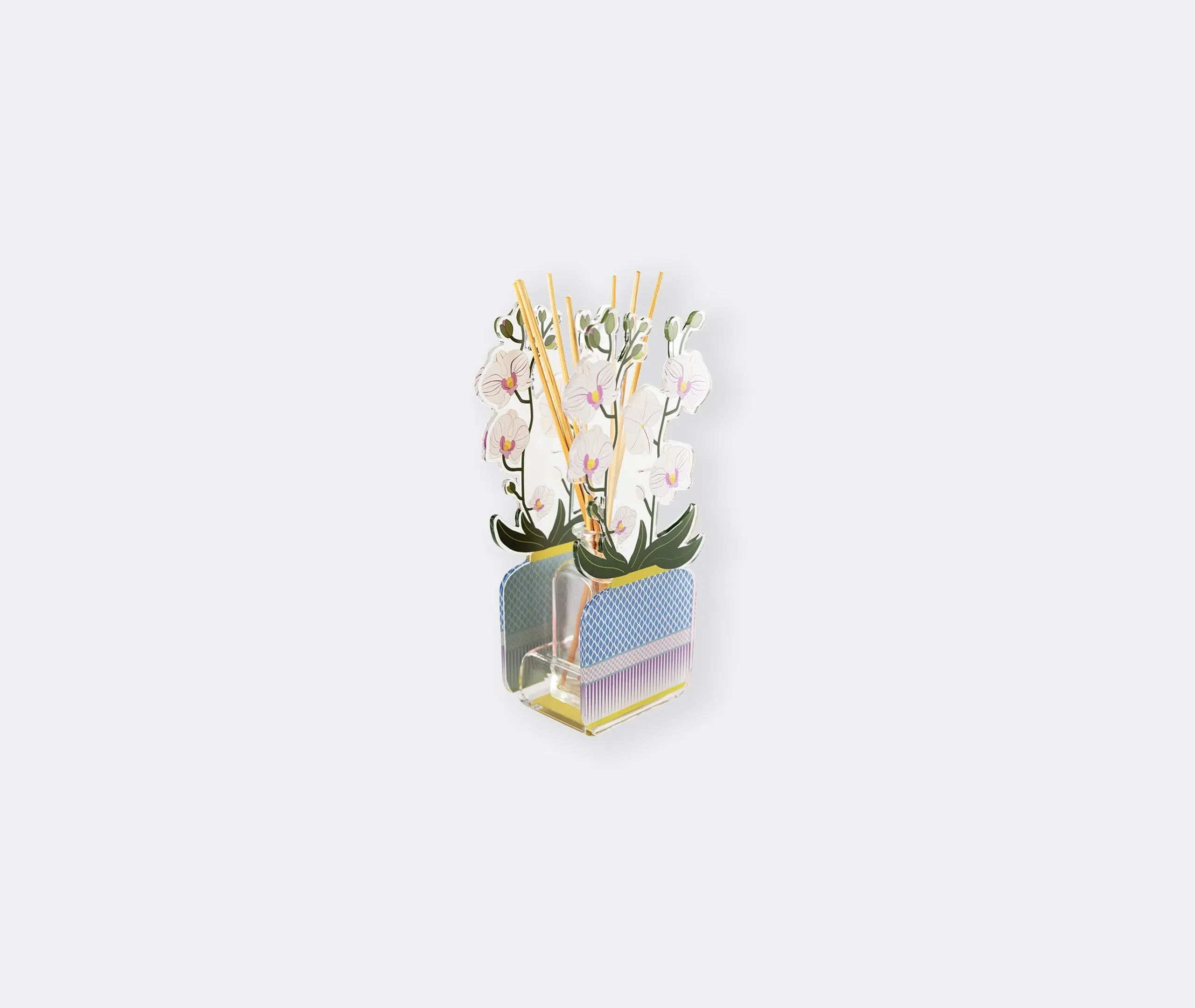 Small Reed Diffuser with Orchid Design - White