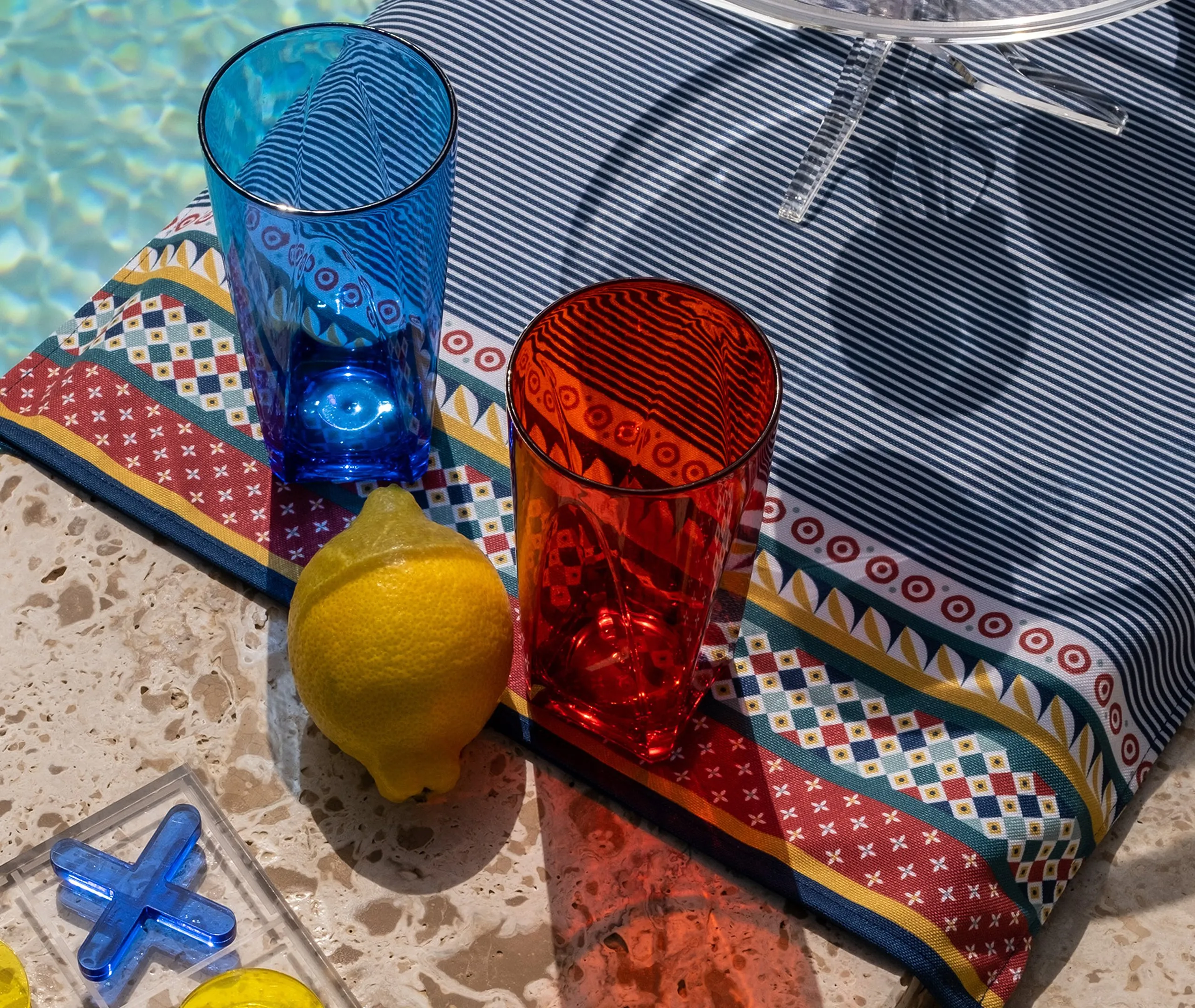 Tall Tumbler Glass Set of Six - Multicolor, Resin