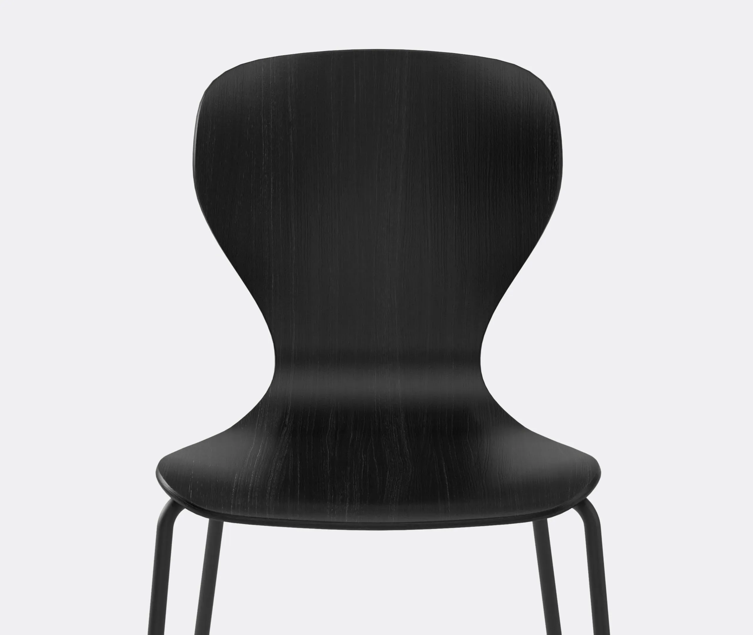 Ears Chair with Metal Legs - Black, Ashwood