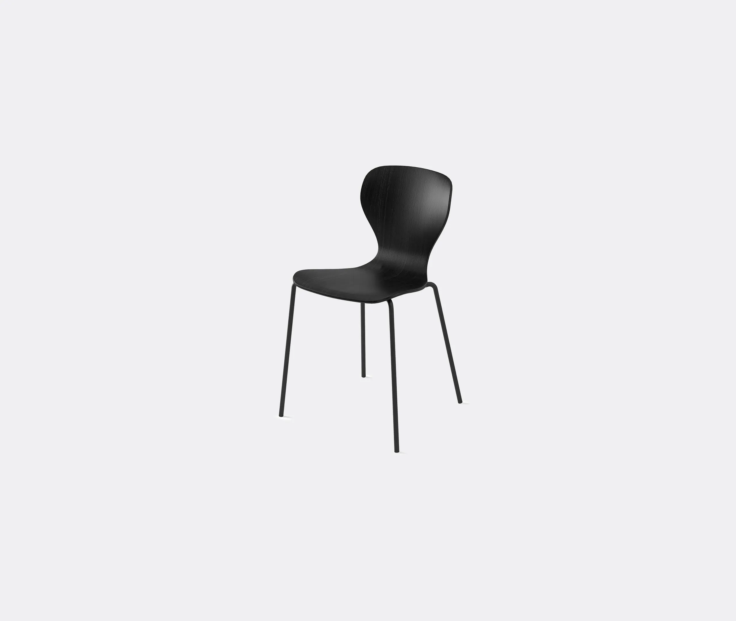 Ears Chair with Metal Legs - Black, Ashwood