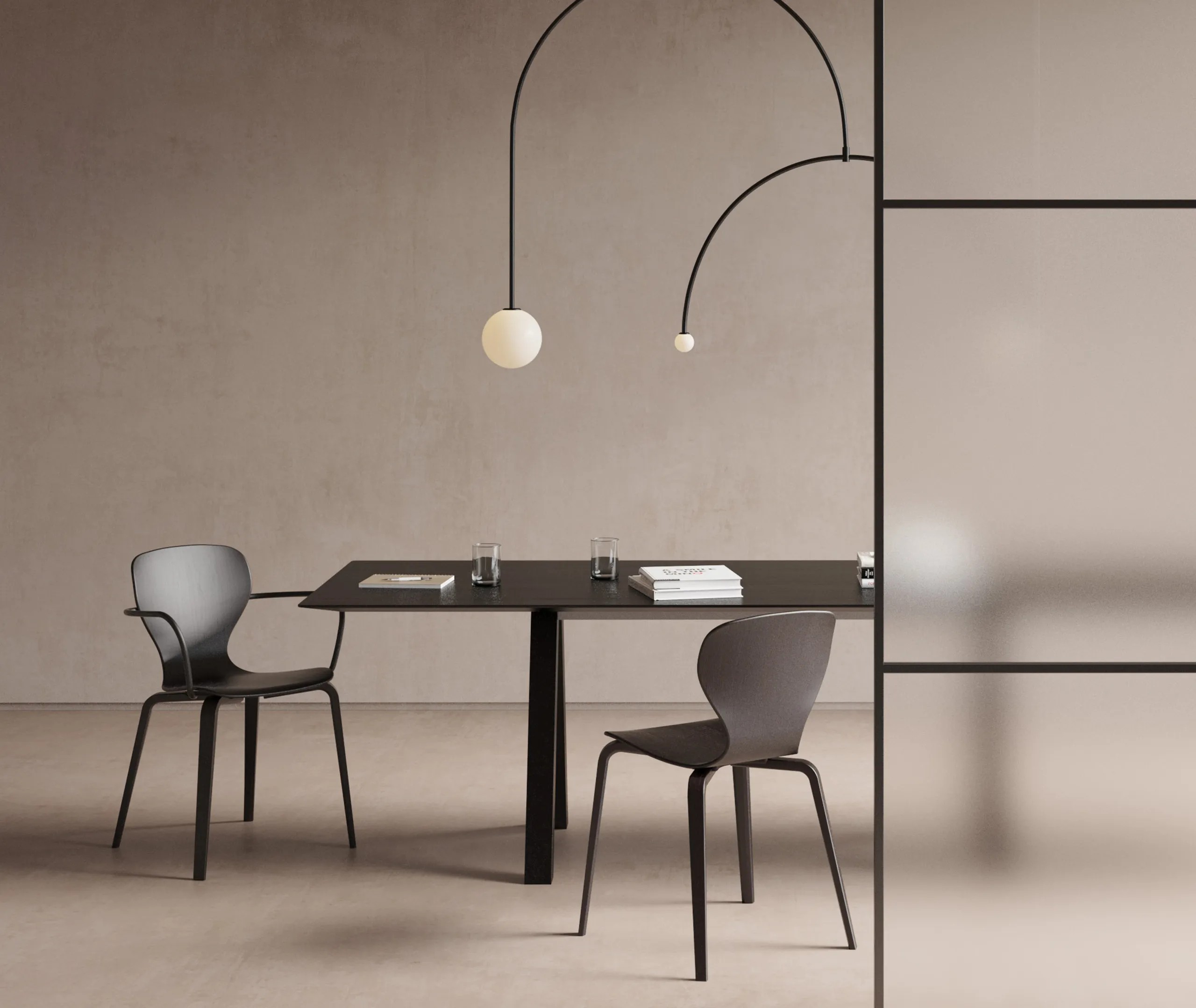 Ears Chair with Wooden Legs - Black