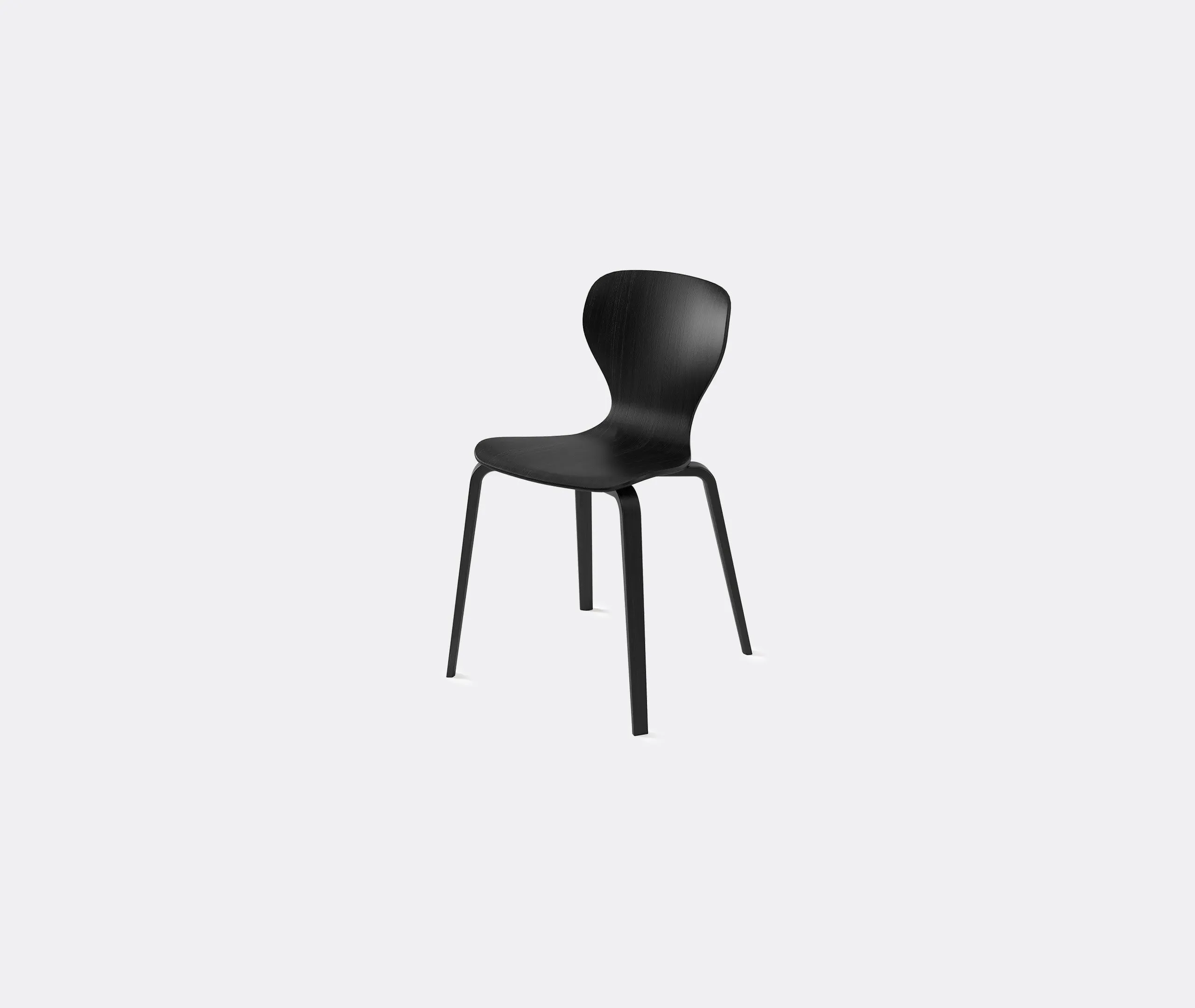 Ears Chair with Wooden Legs - Black, Ashwood