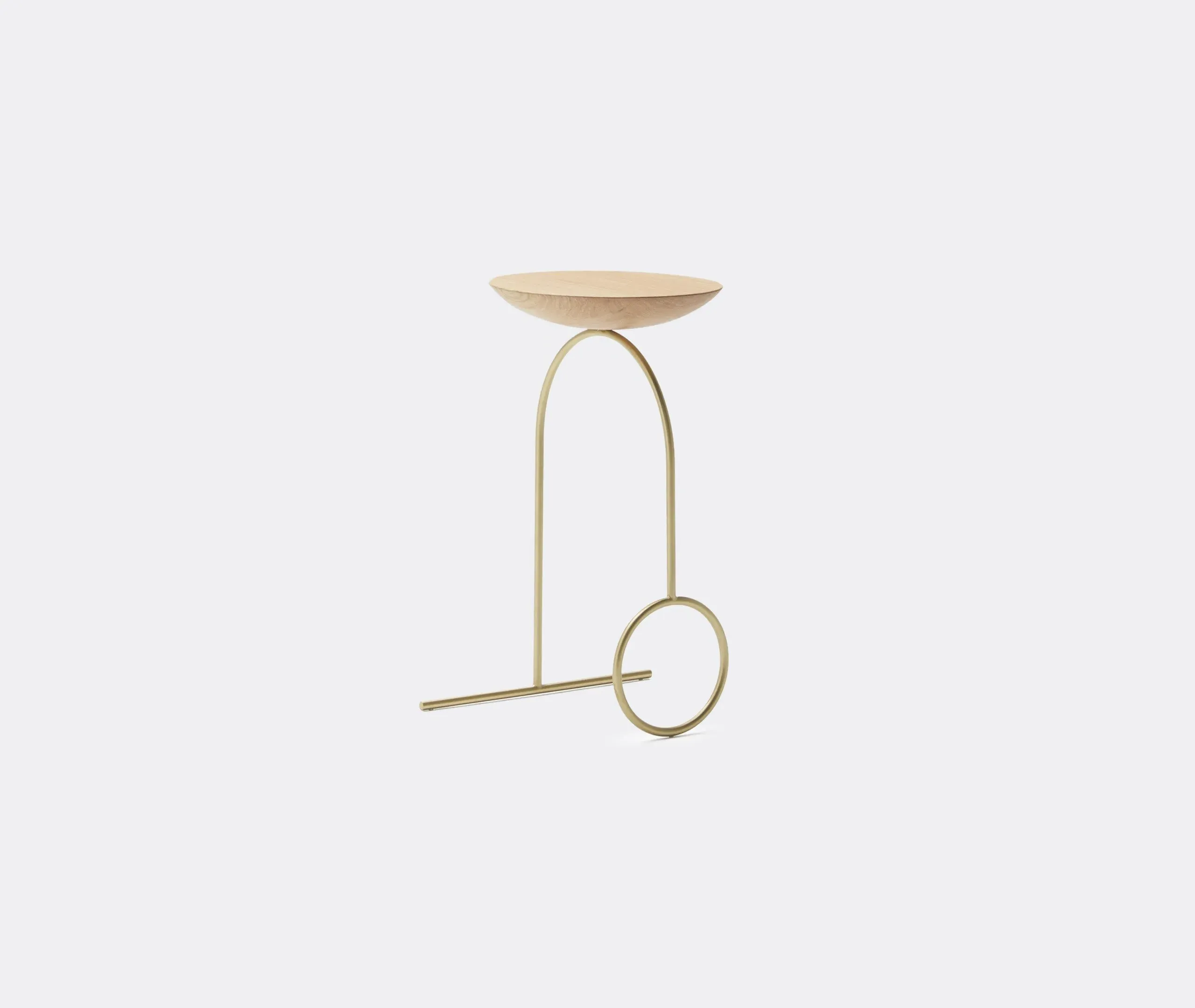 Giro Side Table - Brass, Oak